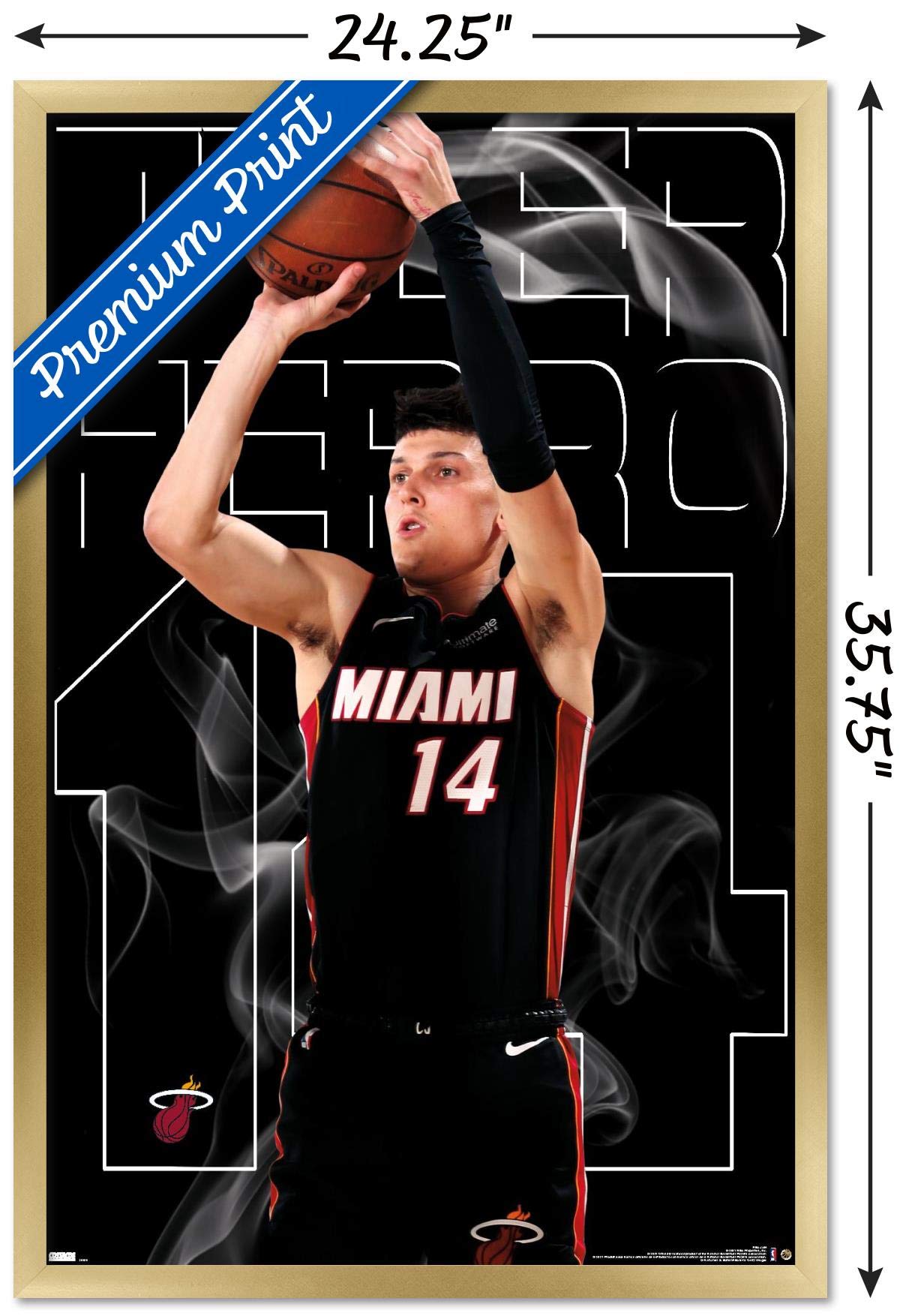 NBA Miami Heat Tyler Herro 20 Wall Poster - 34L x 22.4W Gold Framed Version | Premium Basketball Decor for Home, Office & Game Room