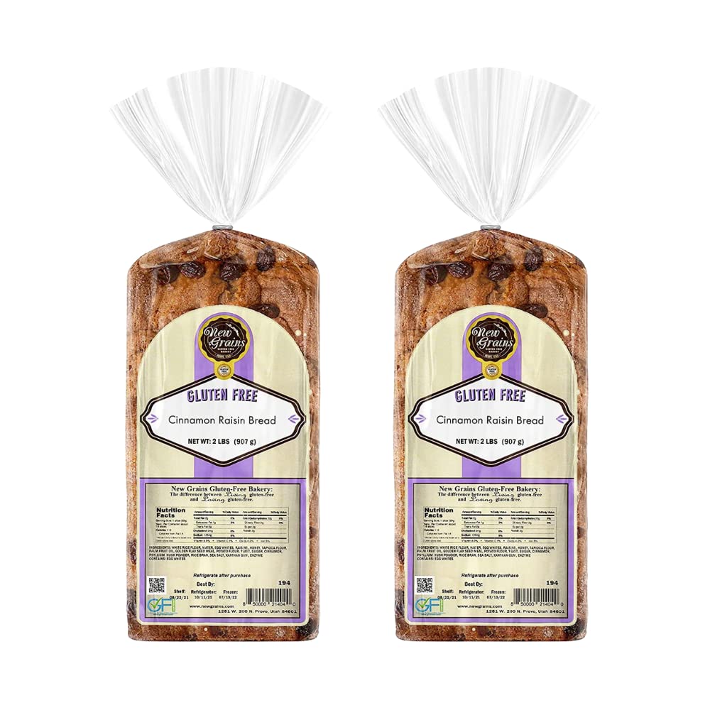 Gluten-Free Cinnamon Raisin Bread - 2 Pack | Healthy Breakfast & Snack Option | Perfect for Toasting, Sandwiches & Tea Time