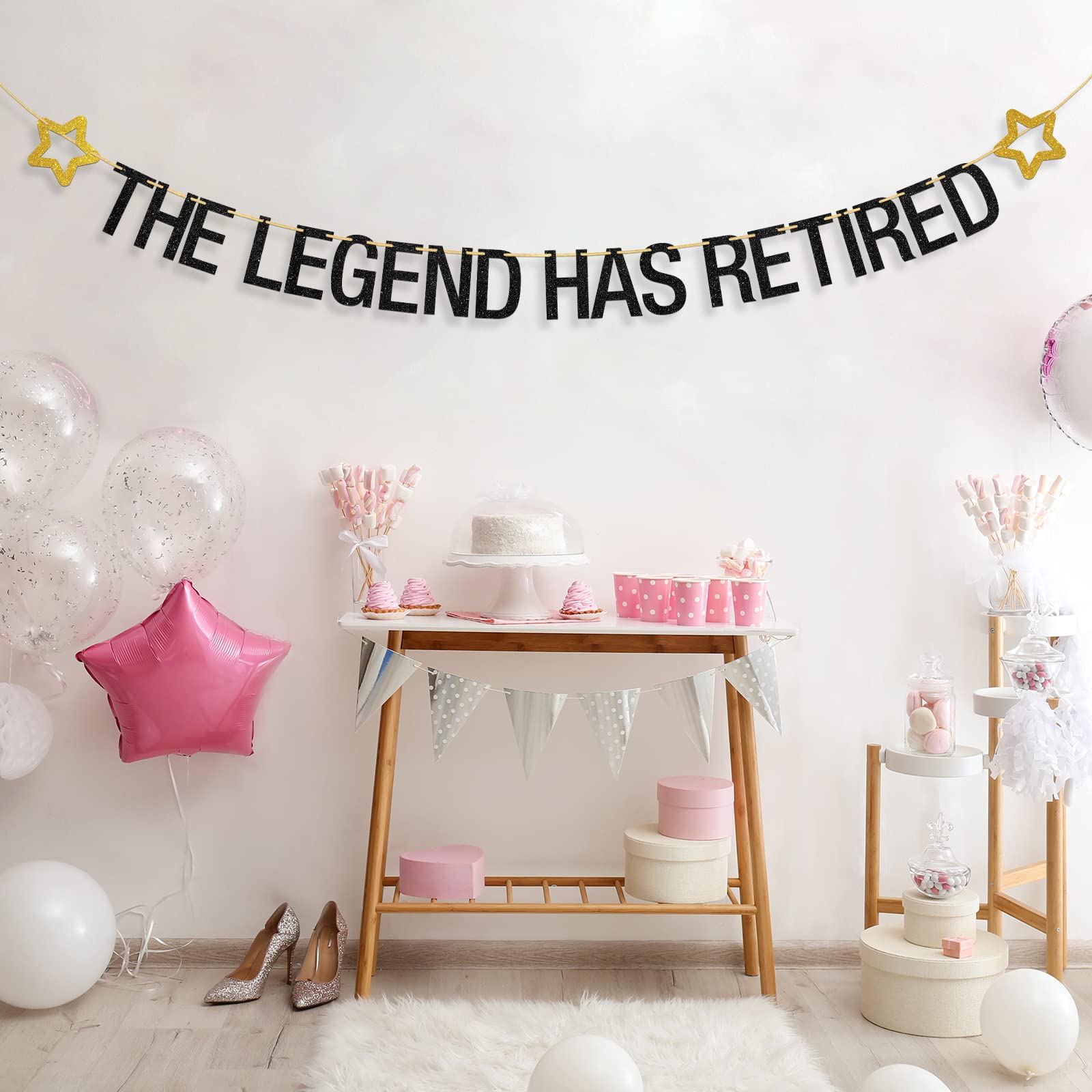 Happy Retirement Party Banner - 11.7ft Glitter The Legend Has Retired Decoration for Welcome Back Celebrations, Time to Relax Theme - Perfect for Retirement Parties, Office Farewells & Milestone Celebrations
