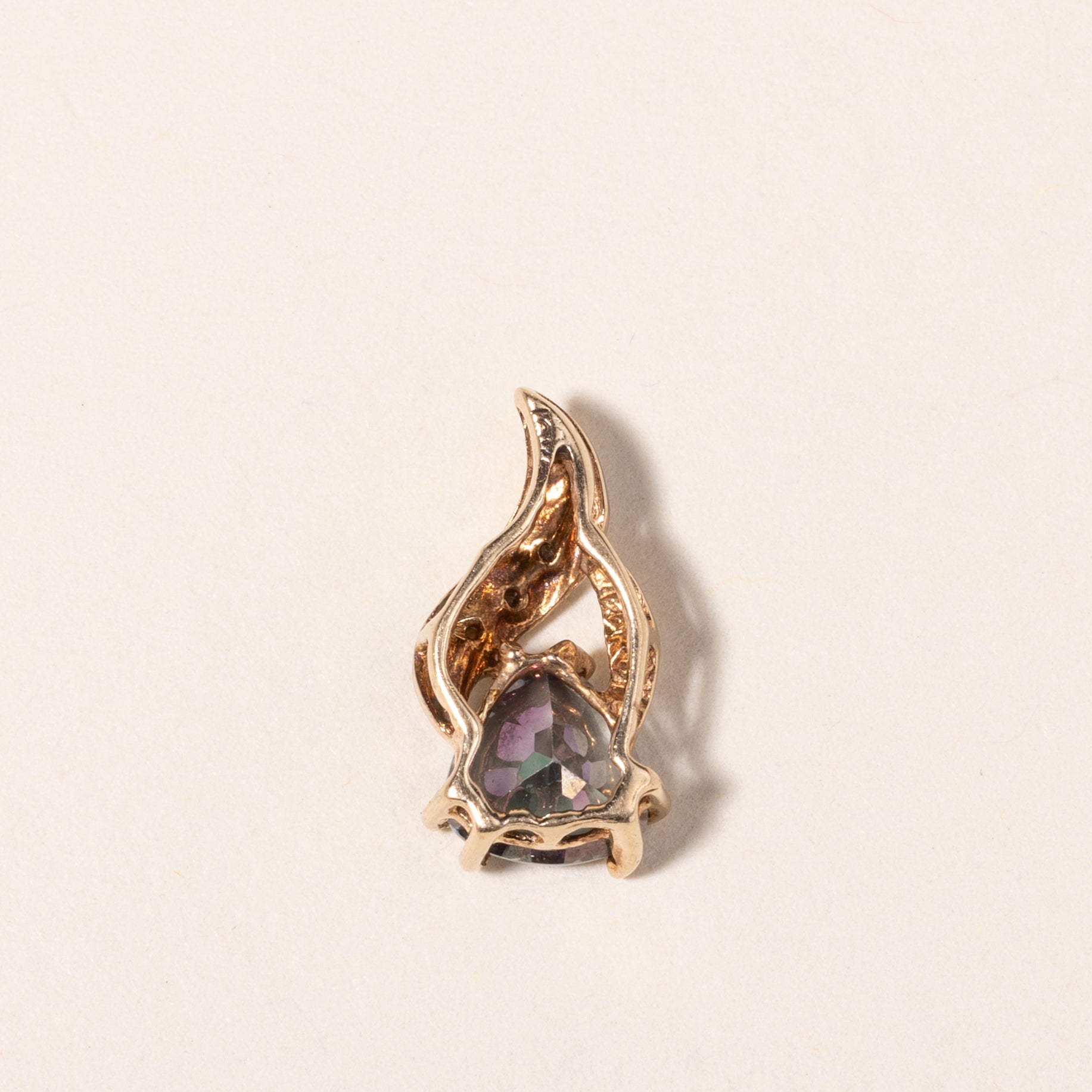 10K Yellow & White Gold Mystic Topaz Pendant Necklace - 1.36ct Genuine Mystic Topaz with 0.02ctw Diamond Accents - Elegant Jewelry Gift for Women, Perfect for Weddings, Anniversaries & Special Occasions