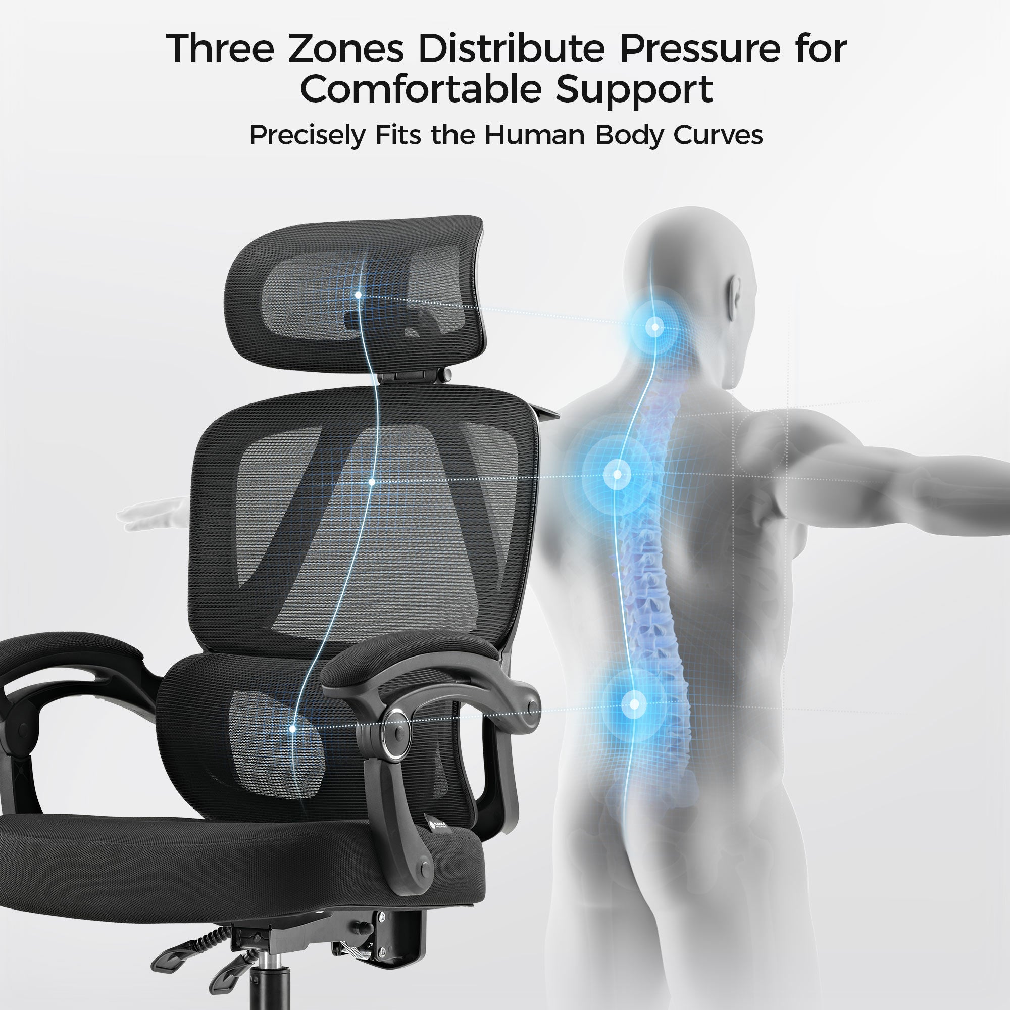 Ergonomic Office Chair with Lumbar Support - Adjustable Swivel Desk Chair for Home & Office - Comfortable Computer Gaming Chair for Long Hours Sitting - Perfect for Work, Study, and Gaming Sessions