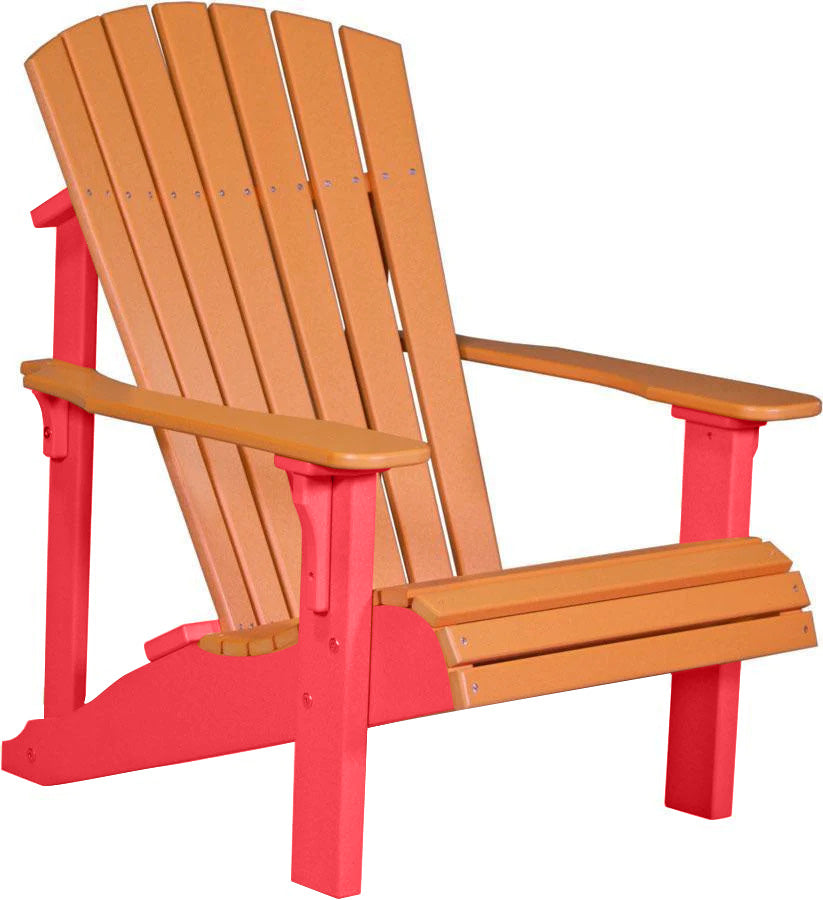 Premium Recycled Plastic Adirondack Chair with Cup Holder - Eco-Friendly Outdoor Furniture for Patio, Garden & Poolside Relaxation | LuxCraft Tangerine Collection