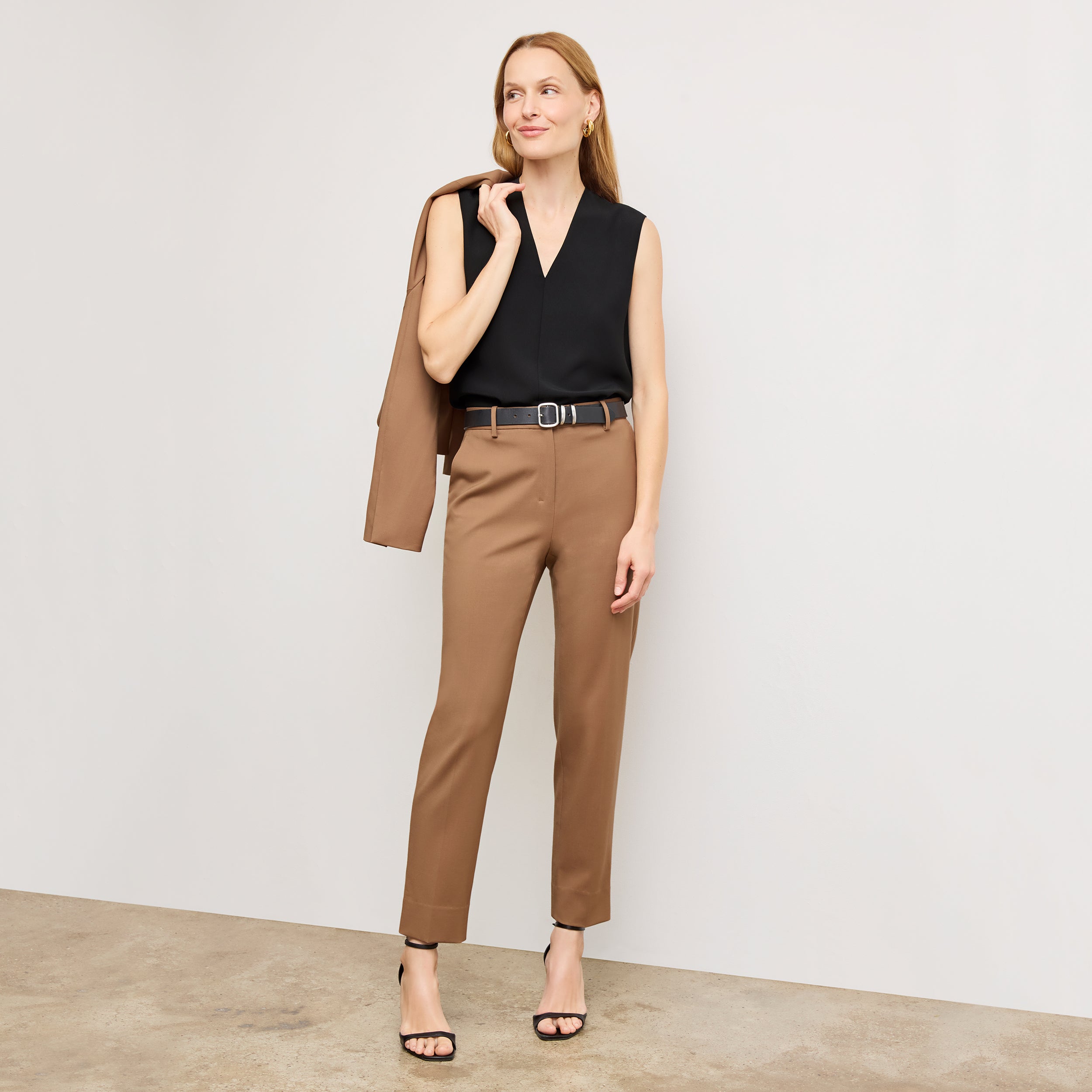 Mejia Washable Wool Twill Pants in Camel Color - Comfortable & Durable Trousers for Office, Travel & Casual Wear