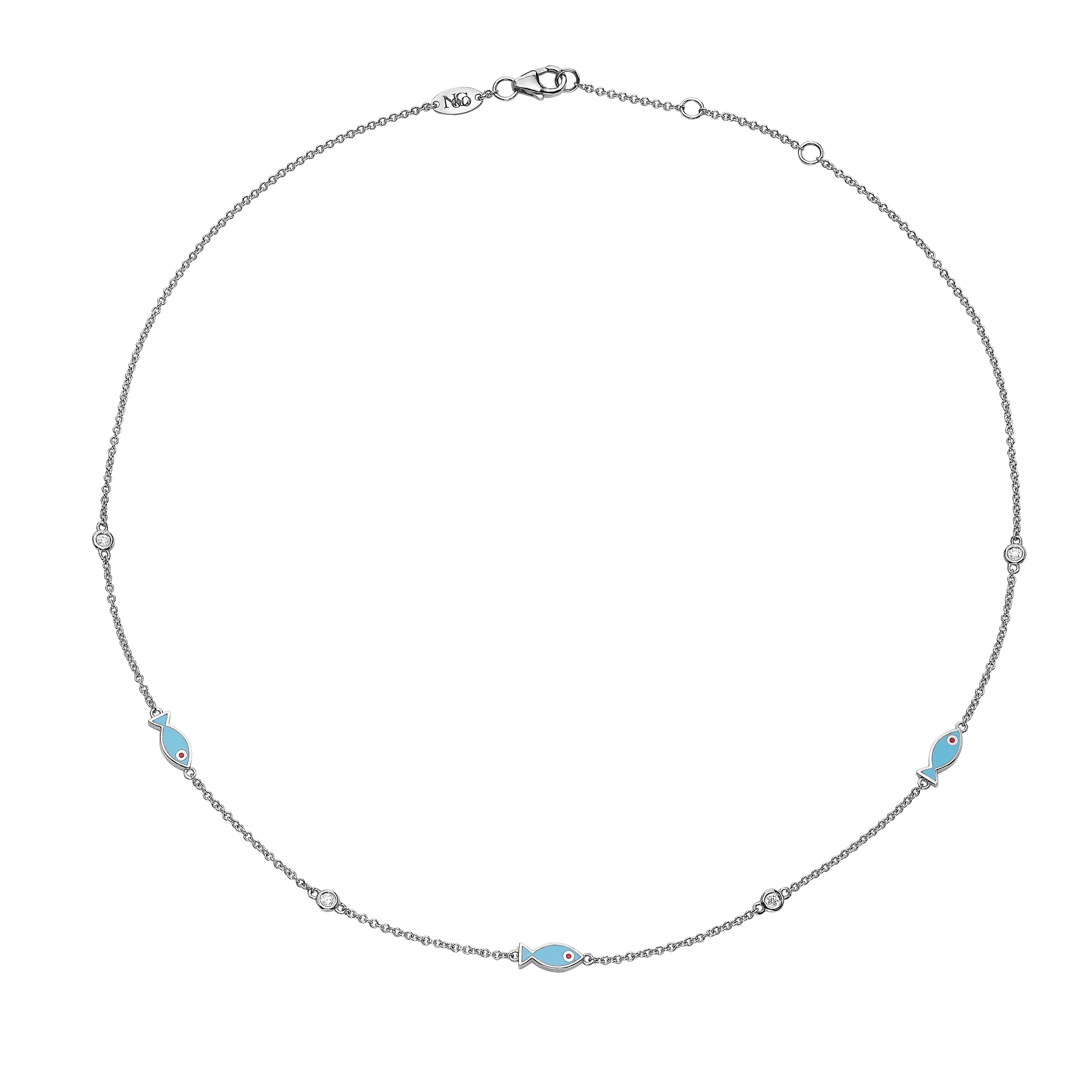 Elegant Light Blue Fish Diamonds Necklace - Dainty Cubic Zirconia Pendant Jewelry for Women | Perfect for Parties, Weddings & Everyday Wear