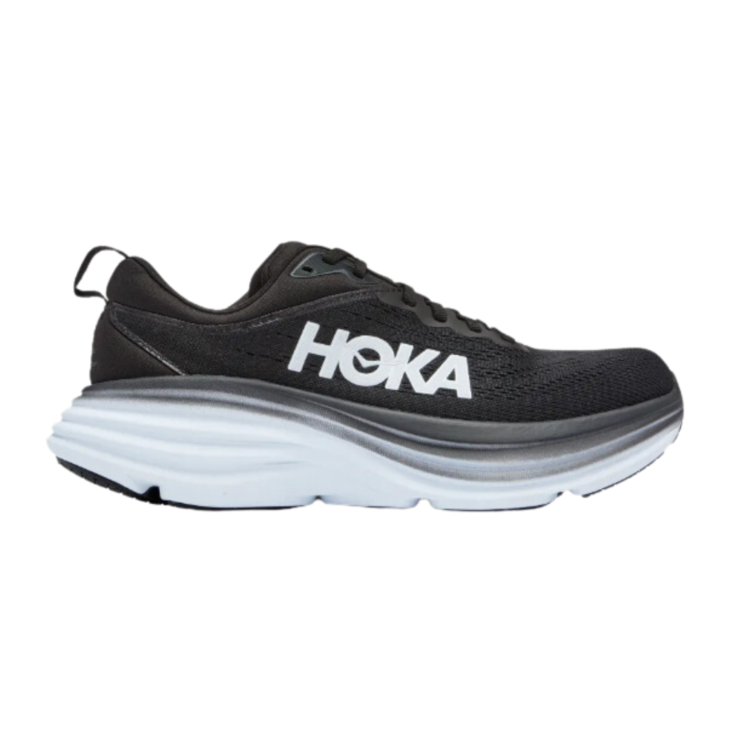 Bondi 8 Running Shoes - Black/White (B) - Men's/Women's Cushioned Sneakers for Long Distance Running & Walking | Comfortable Athletic Shoes for Jogging, Gym Workouts & Everyday Wear