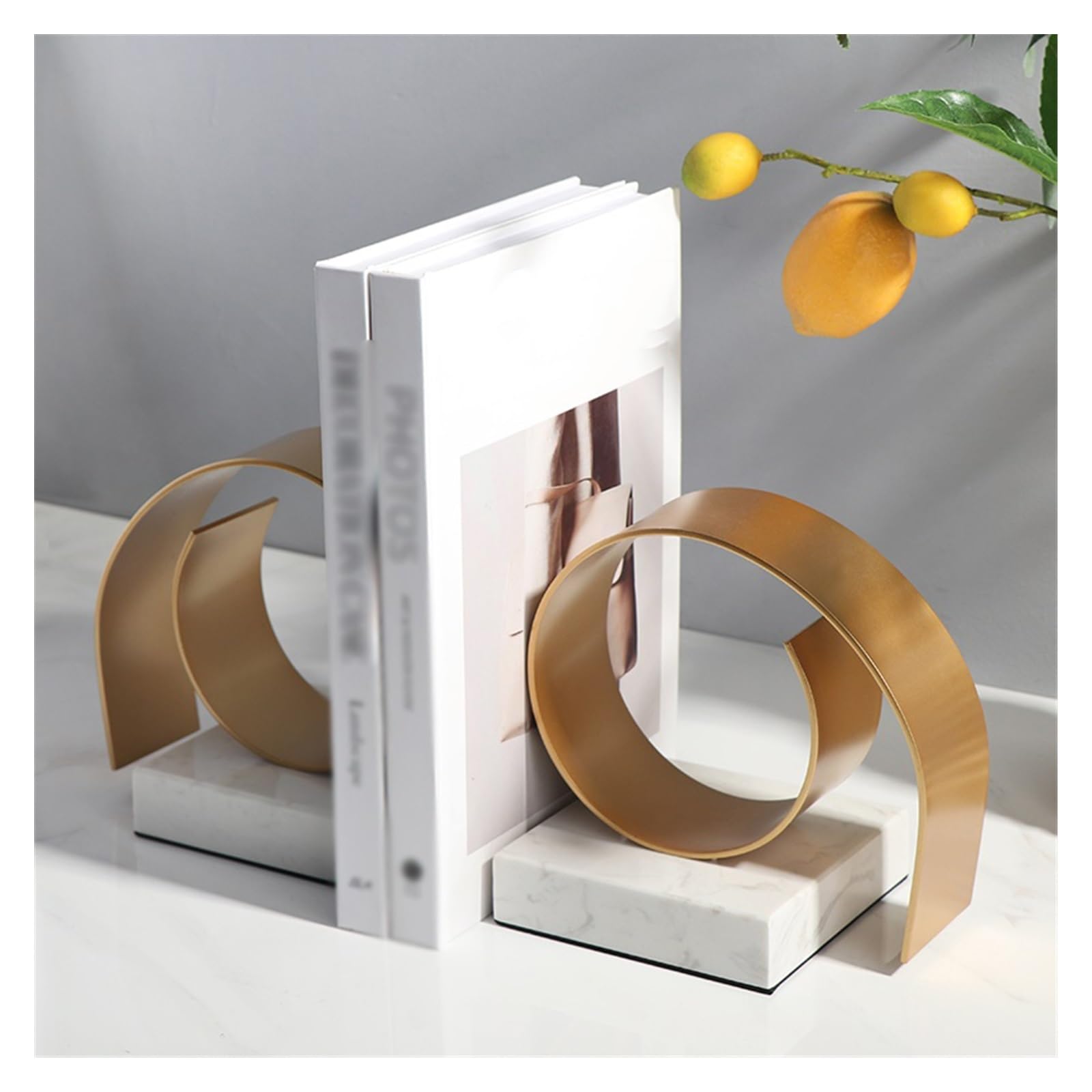 Marble Base Bookends - Heavy Duty Book Holders for Large Books, Sturdy Shelf Organizer for Home & Office Library | Perfect for Bookshelves, Desks & Study Rooms