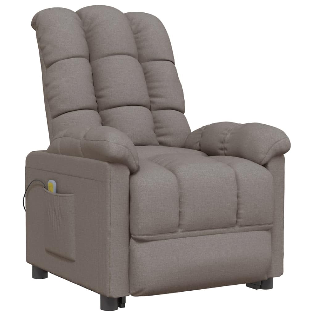 vidaXL Modern Fabric Massage Recliner Chair in Taupe - Ergonomic Relaxation Therapy with Comfortable Padding & Easy-Clean Fabric | Perfect for Living Room, Home Theater & Stress Relief