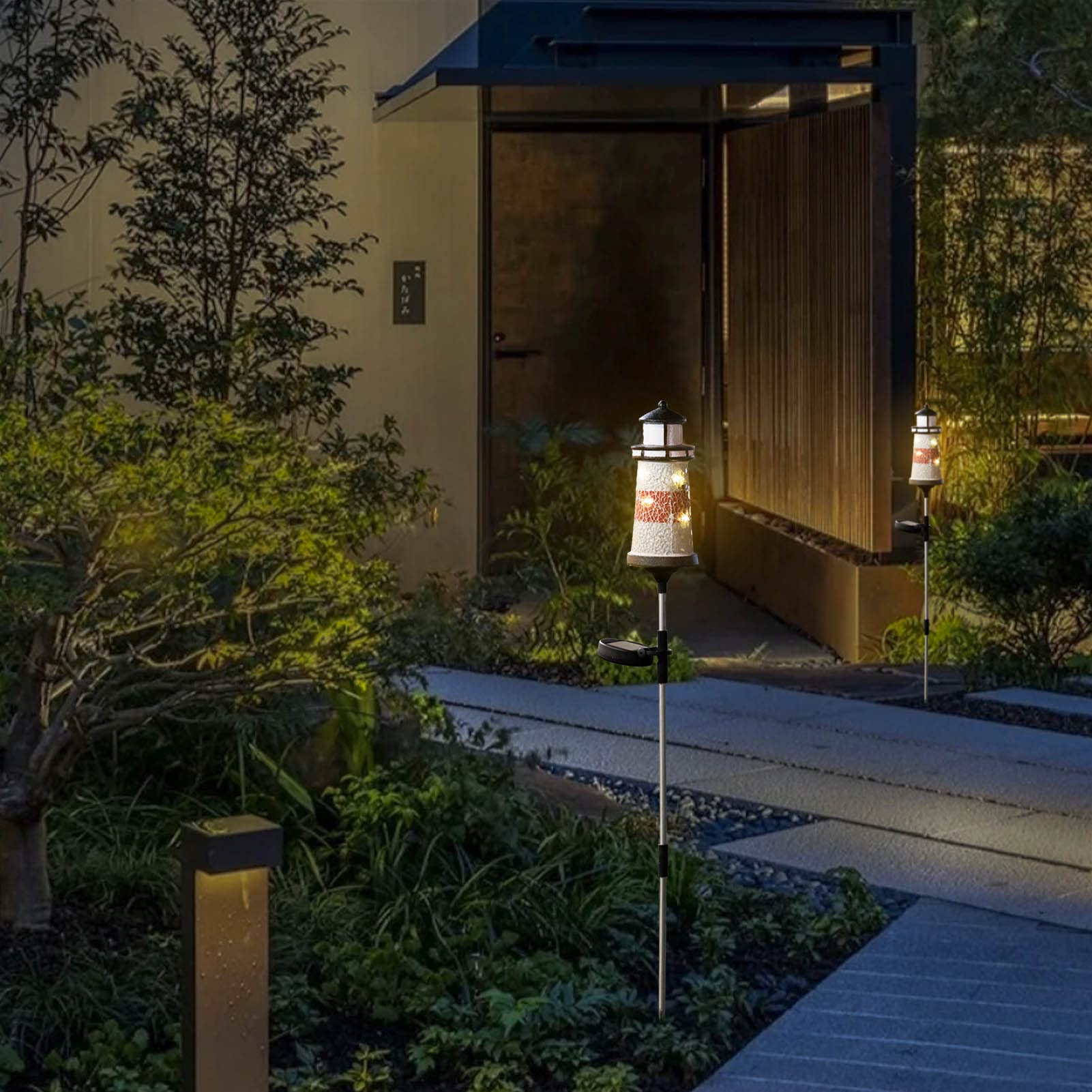 Solar Powered Outdoor Garden Lights - Waterproof Metal Stake Pathway Lighting for Lawn, Yard, Backyard | Decorative Lighthouse Design (3.23
