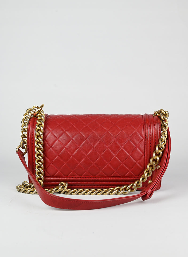 Chanel Boy Bag in Genuine Red Leather - Luxury Handbag for Women, Perfect for Parties, Dates & Special Occasions