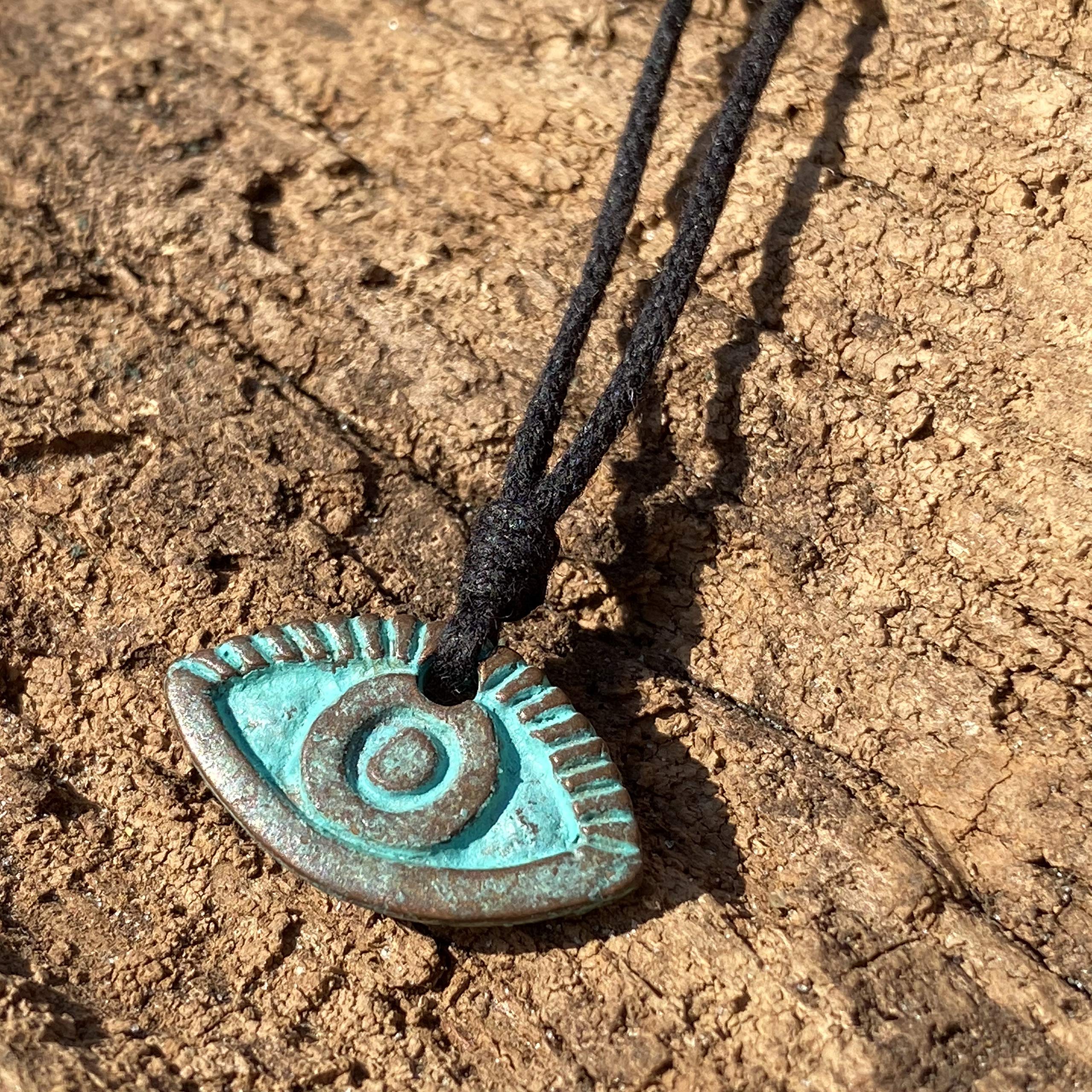 Evil Eye Necklace for Women & Men - Green Patina Protection Pendant, Handmade Turkish Amulet Jewelry (Ojo Turco) | Birthday Gift for Son, Best Friend Present, Good Luck Charm | Perfect for Spiritual Protection, Fashion Accessory & Meaningful Gifts