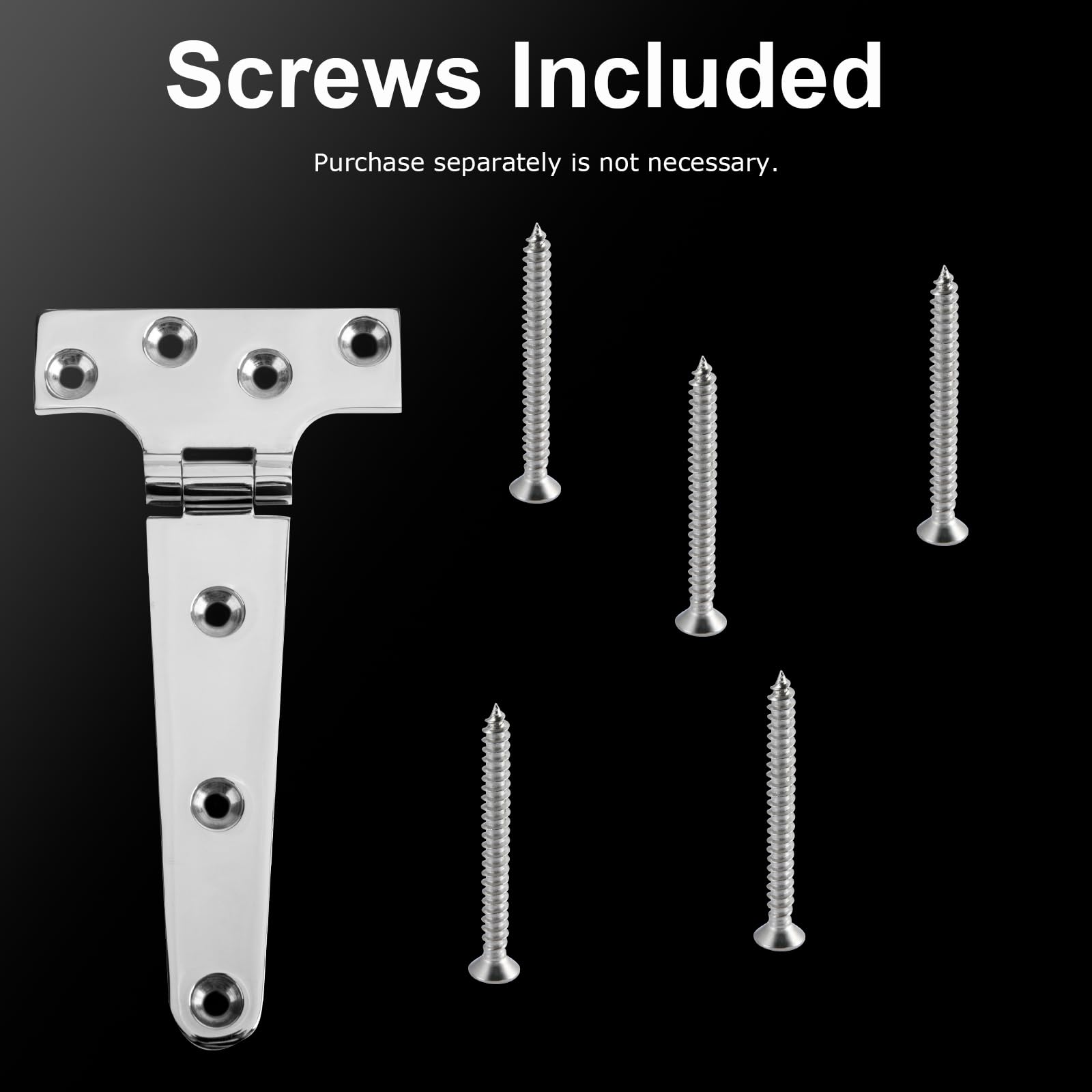 CHANGE MOORE 316 Stainless Steel Marine Grade Boat Hatch Hinge - Heavy Duty T Hinges for Cabinets & Doors with Screws - Perfect for Boats, RVs, and Outdoor Furniture