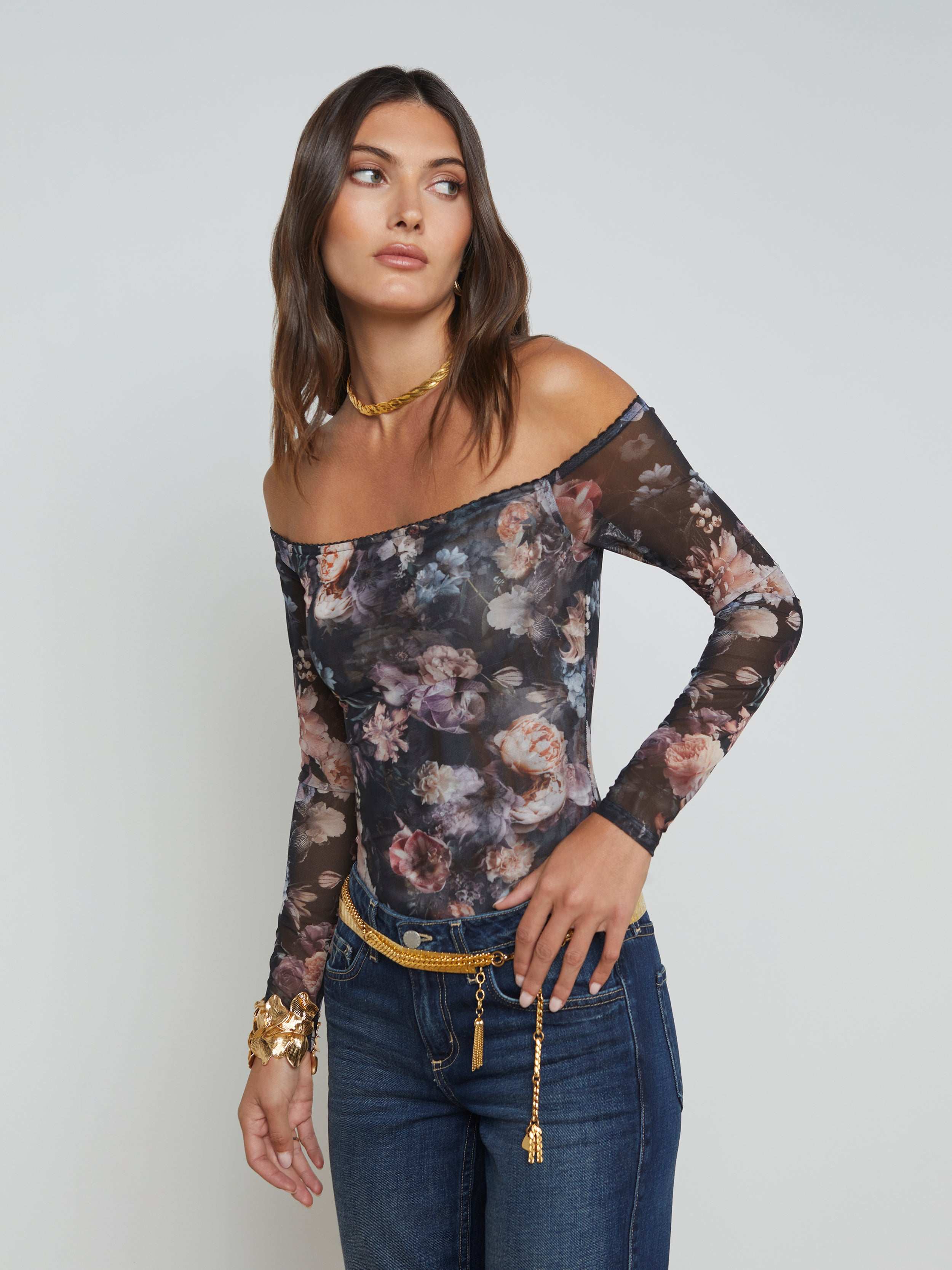 Peony Off The Shoulder Bodysuit - Floral Lace Women's Romper Jumpsuit for Summer Beach Party & Date Night Outfits