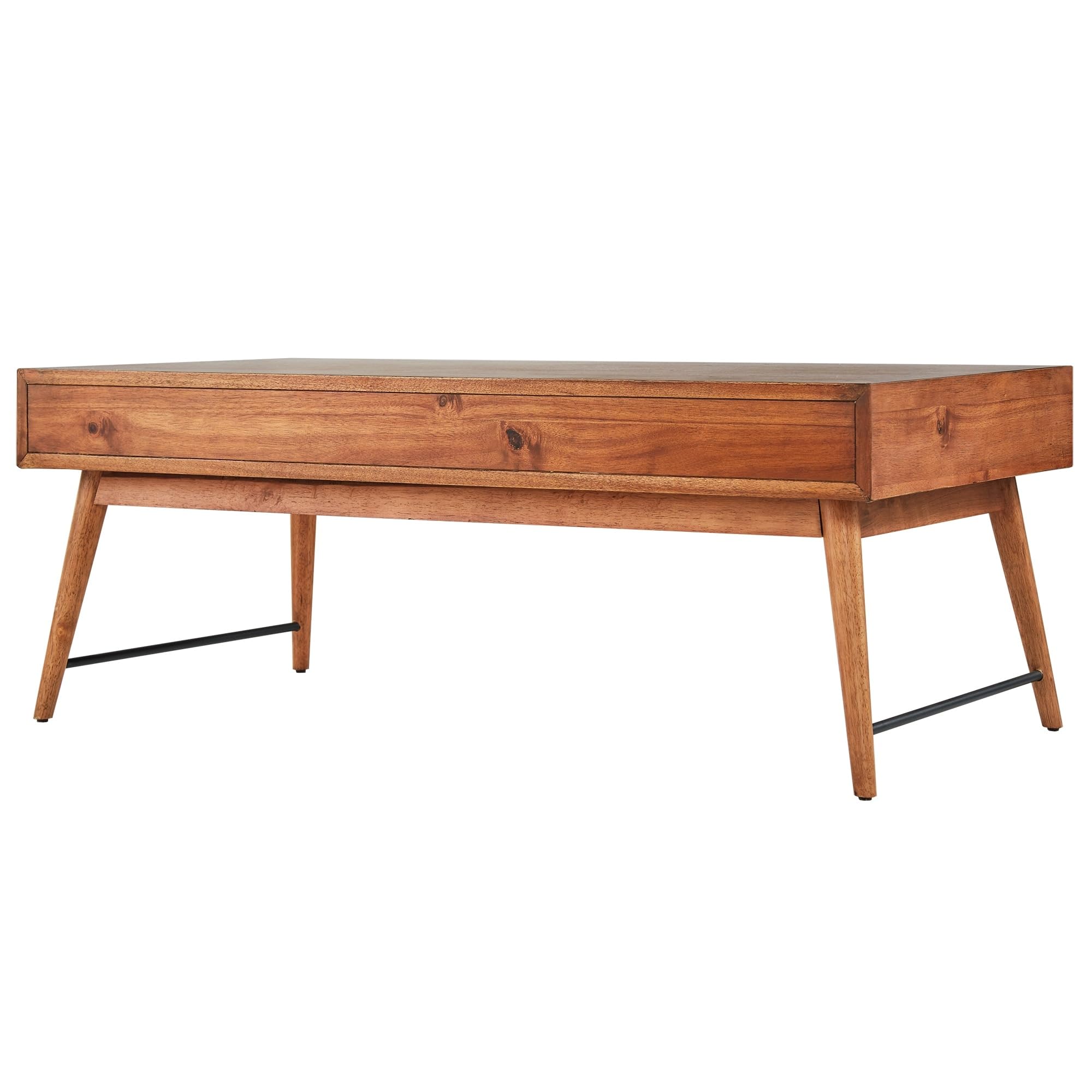 Modern Brown Coffee Table - Inspire Q Aksel Solid Rubberwood Accent Table for Living Room, Mid-Century Modern & Contemporary Style - Perfect for Sofa, Lounge, and Home Decor