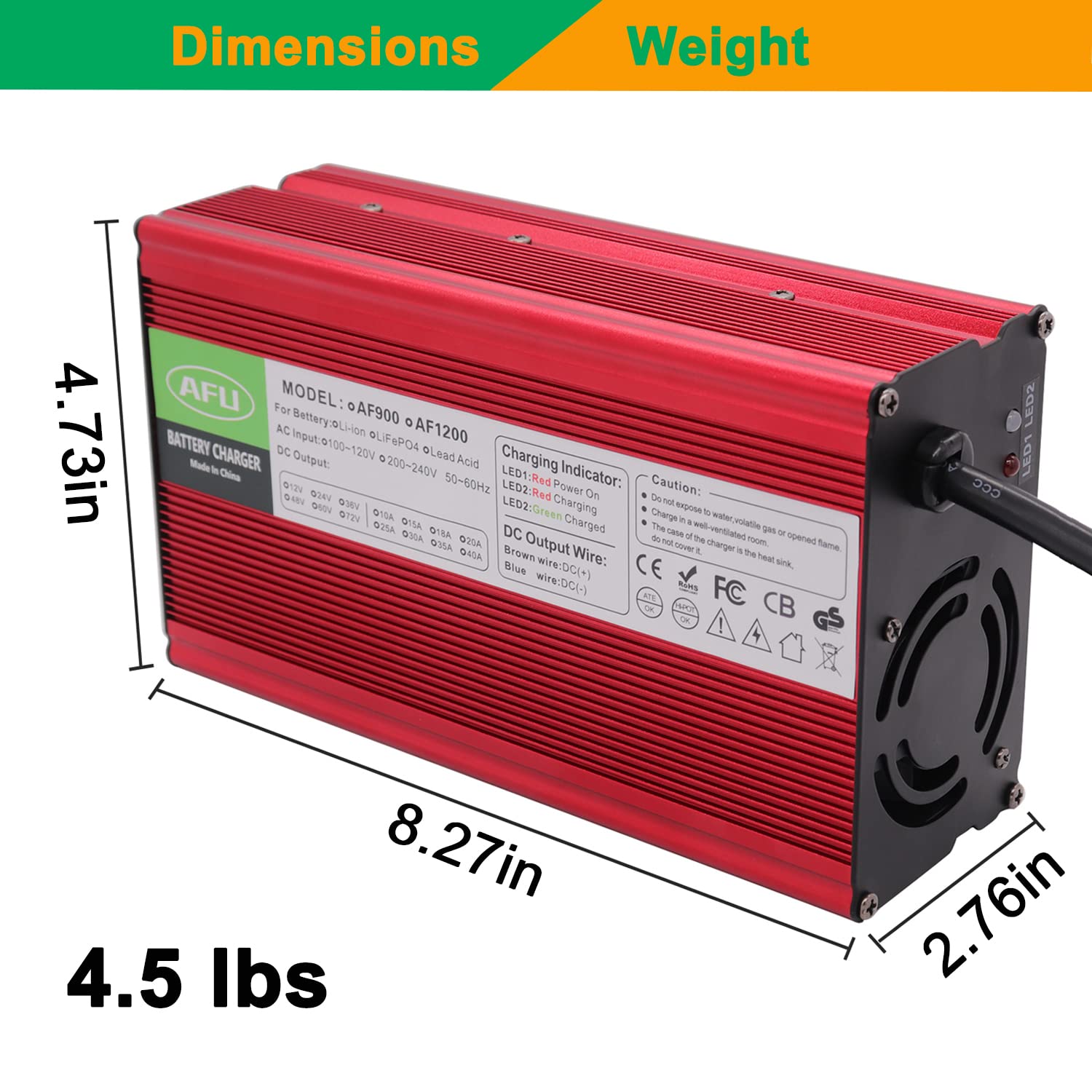 58.4V 15A LiFePO4 Battery Charger with 50A Anderson Connector - Smart Charger for 16S 48V LiFePO4 Battery Pack - Auto-Stop & Full Charge Protection - Perfect for Golf Carts, Solar Systems & Electric Vehicles
