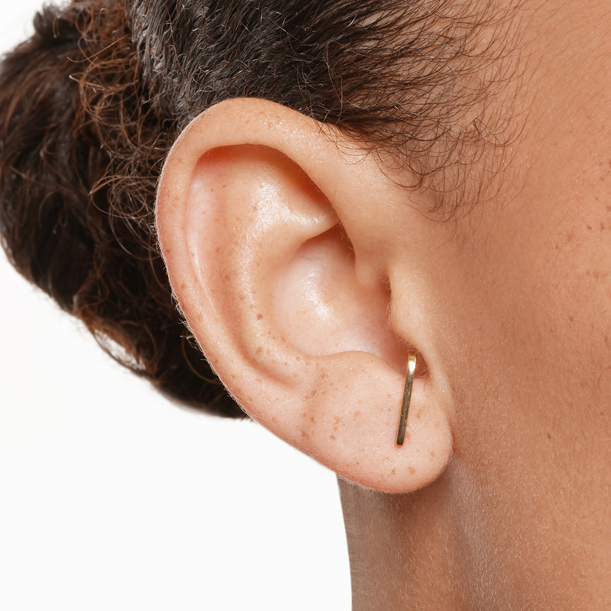 Gold Plain Suspender Half Stud Earrings - Elegant Minimalist Jewelry for Women, Perfect for Daily Wear, Office & Special Occasions