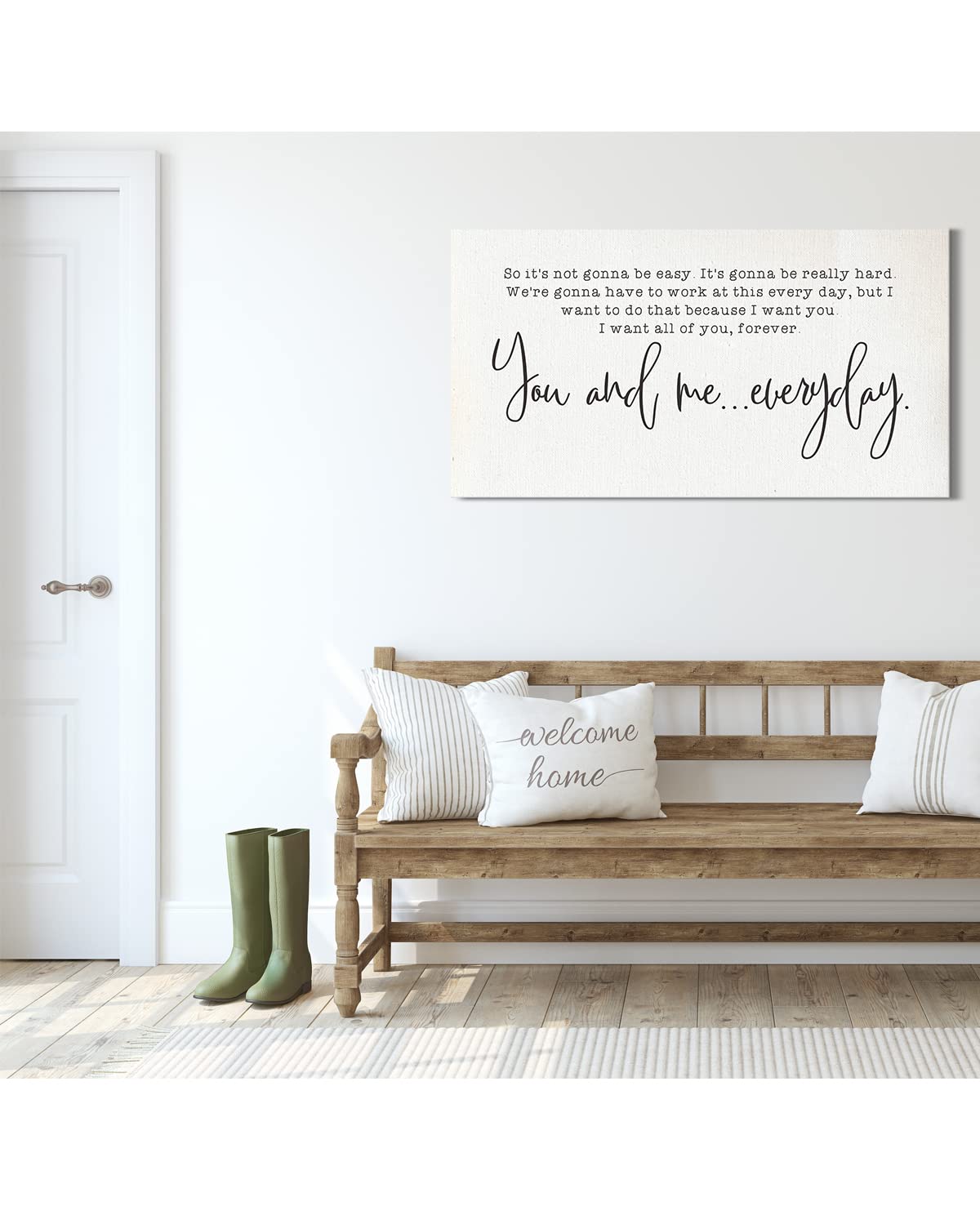 You and Me Everyday - Minimalist Romantic Bedroom Wall Art for Couples - Ready to Hang Canvas (24x12) - Perfect for Master Bedroom Decor, Anniversary & Wedding Gifts - Ideal for Creating a Cozy and Loving Atmosphere