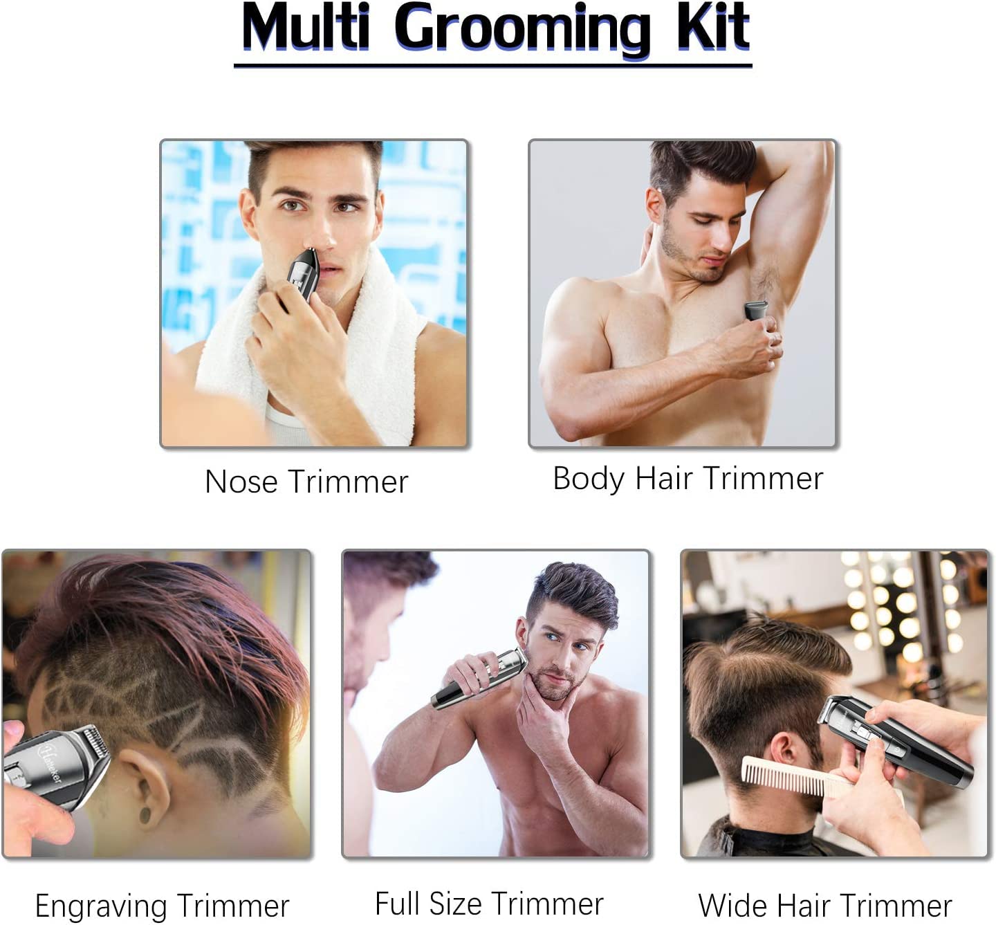 Hatteker Cordless Beard & Hair Trimmer for Men - Rechargeable USB Wet/Dry Clipper Kit with LED Display - Battery Powered Grooming Tool for Men, Women & Kids - Perfect for Home, Travel & Professional Use