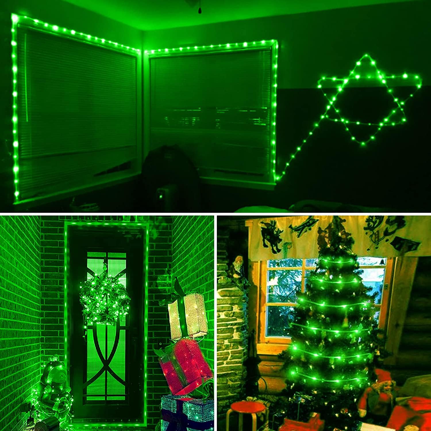 YEGUO 2 Pack 33ft 100 LED Solar Rope Lights Outdoor Waterproof - Green String Lights for Garden, Patio, Fence, Deck - 8 Lighting Modes Fairy Lights with Clear Thin Tube - Perfect for Camping, Backyard, Trampoline & Outdoor Decor