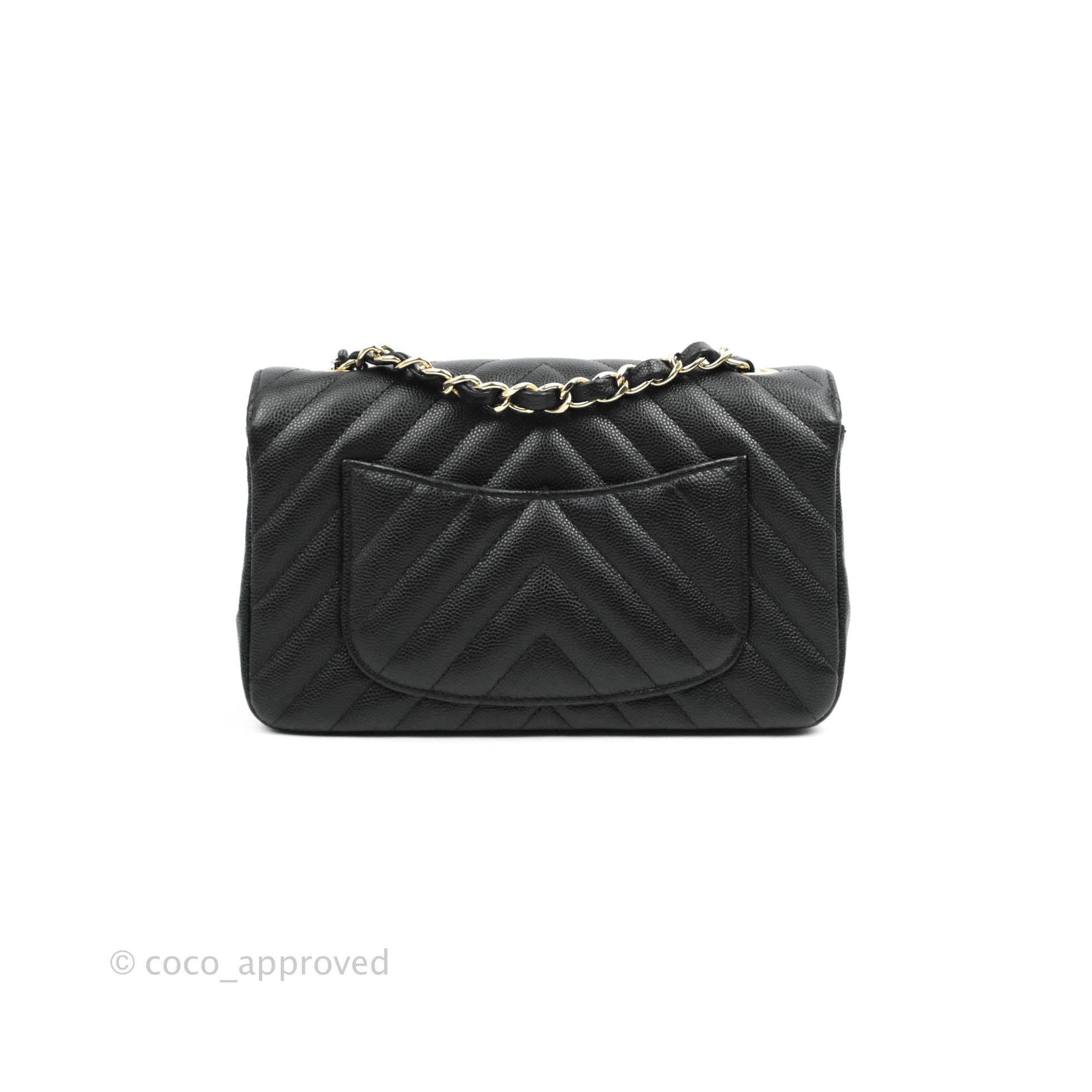 Chanel Chevron Mini Rectangular Flap Bag in Black Caviar Leather with Gold Hardware - Perfect for Evening Events & Luxury Fashion Accessories