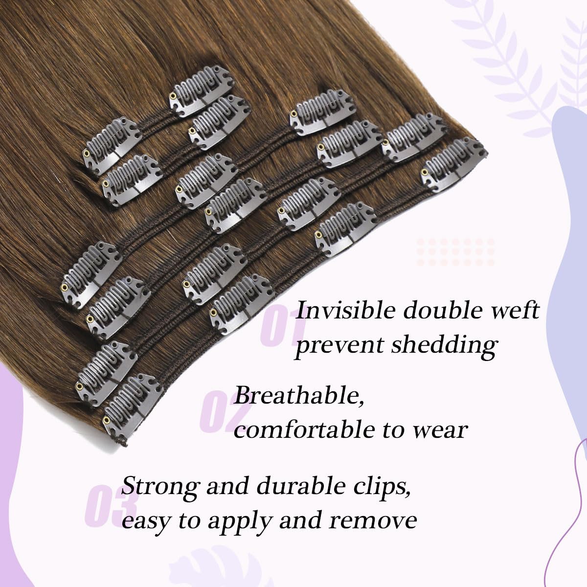 Clip in Hair Extensions 20 Inch Real Human Hair - Medium Brown (#4) 120g 6pcs, Straight & Soft for Full Head Volume | Perfect for Daily Styling, Parties & Special Occasions