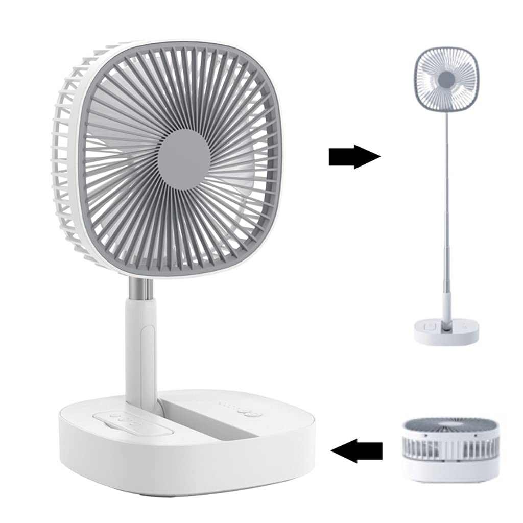 Portable Desk & Floor Fan with Remote - Foldable Pedestal Stand, Adjustable Height, Built-in Rechargeable Battery, 4 Speed Settings, Timer Function - Perfect for Home, Office, Outdoor, Camping & Travel Use