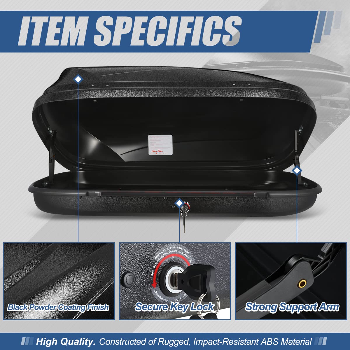 Auto Dynasty Heavy Duty Hard Shell Roof Top Cargo Carrier - 53