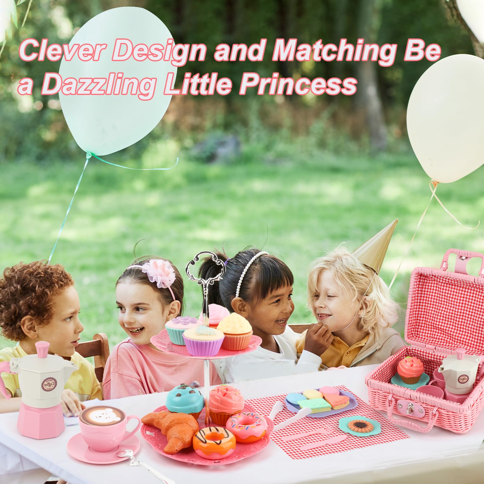 Pretend Play Tea Set for Kids - Toddler Tea Party Toys for 3-6 Year Olds, Perfect for Birthday Gifts & Role Play