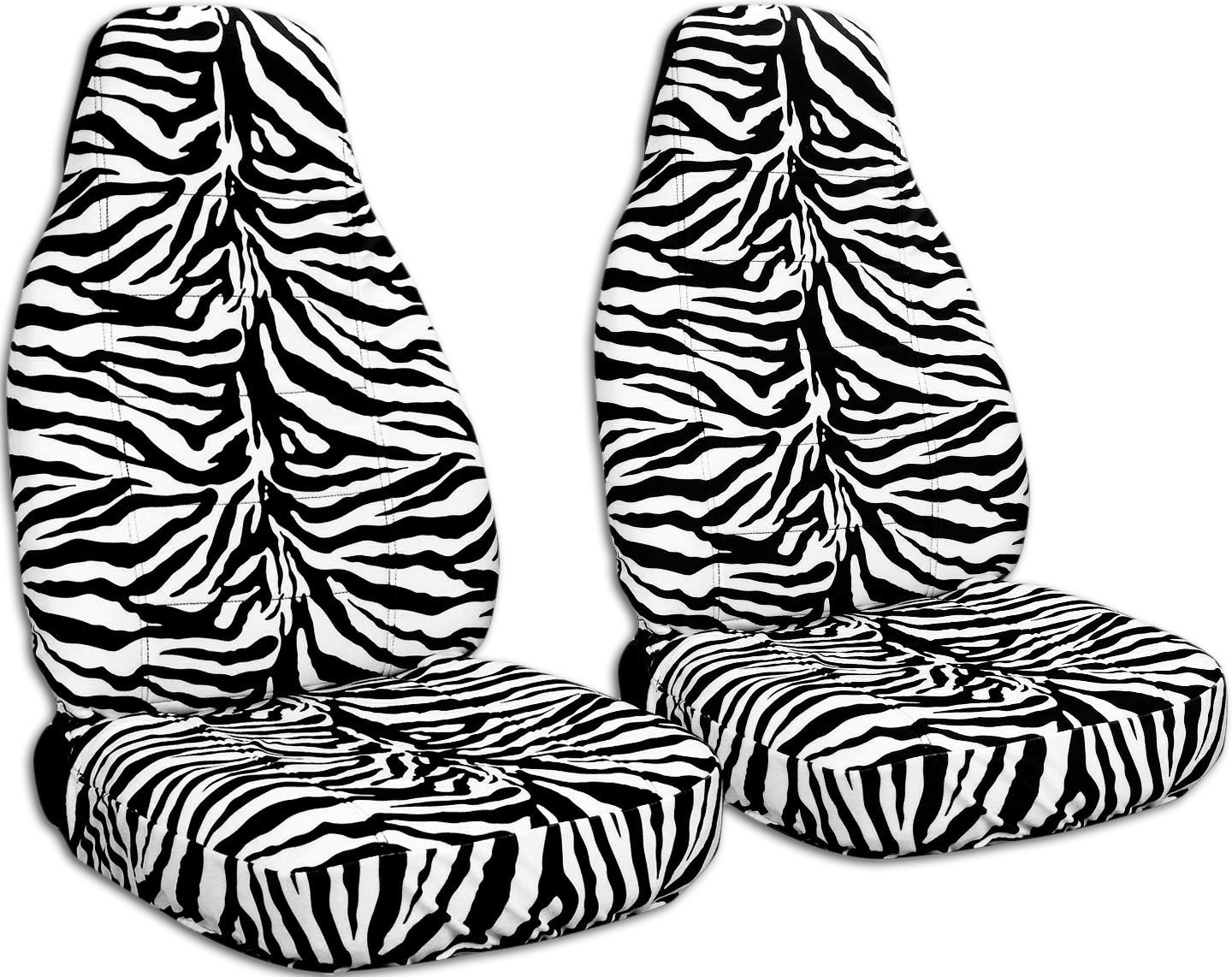 Universal Animal Print Car Seat Covers - Zebra Pattern - Front Bucket Seat Design - Airbag, Seat Belt & Armrest Compatible - Perfect for Cars, Trucks & SUVs - 30 Stylish Prints for Protection & Customization