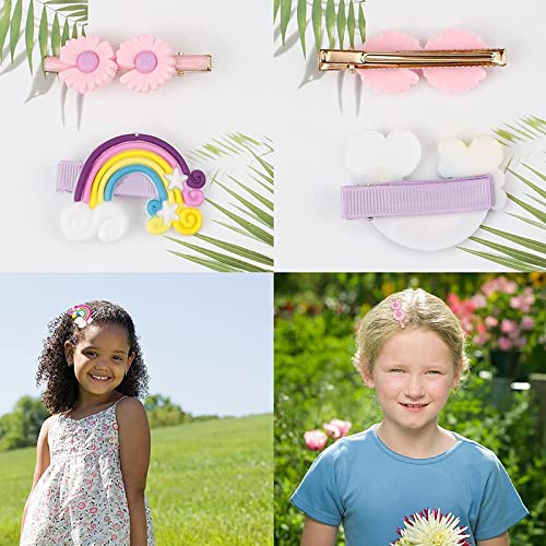 Shidara Non-Slip Hair Clips for Girls & Toddlers - 10-Piece Set of Cute Solid Rainbow Flower Fruit Dessert Barrettes | Baby Hair Accessories for School, Parties & Everyday Wear