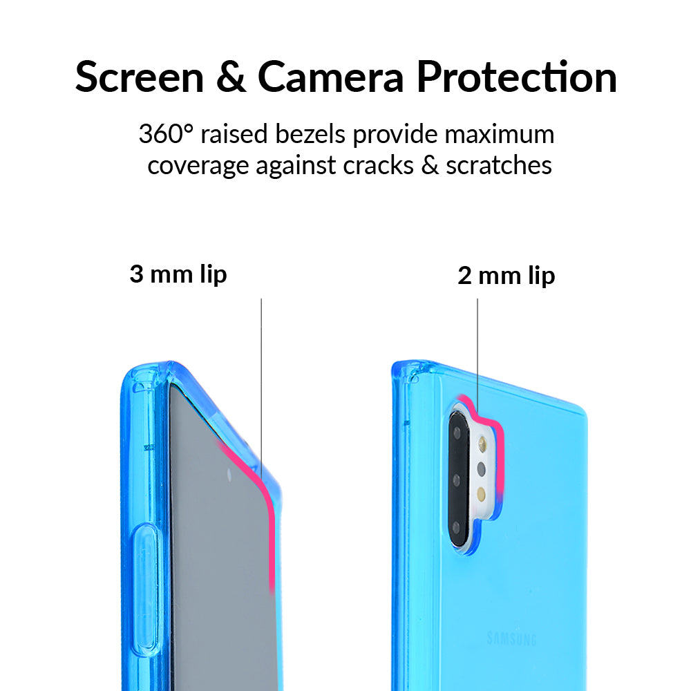 Neon Blue Clear Samsung Phone Case - Slim Protective Cover for Galaxy S21/S20/Note 20 - Shockproof & Scratch Resistant - Perfect for Everyday Use & Outdoor Activities