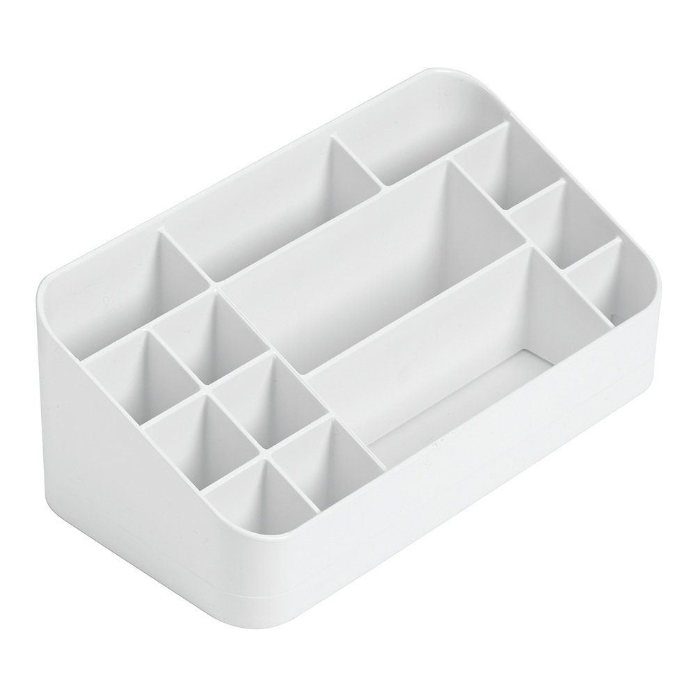 InterDesign Clarity Cosmetic Organizer for Vanity Cabinet - White Makeup Storage Box for Lipsticks, Brushes & Beauty Products | Perfect for Bathroom Counter, Dresser & Travel Organizer