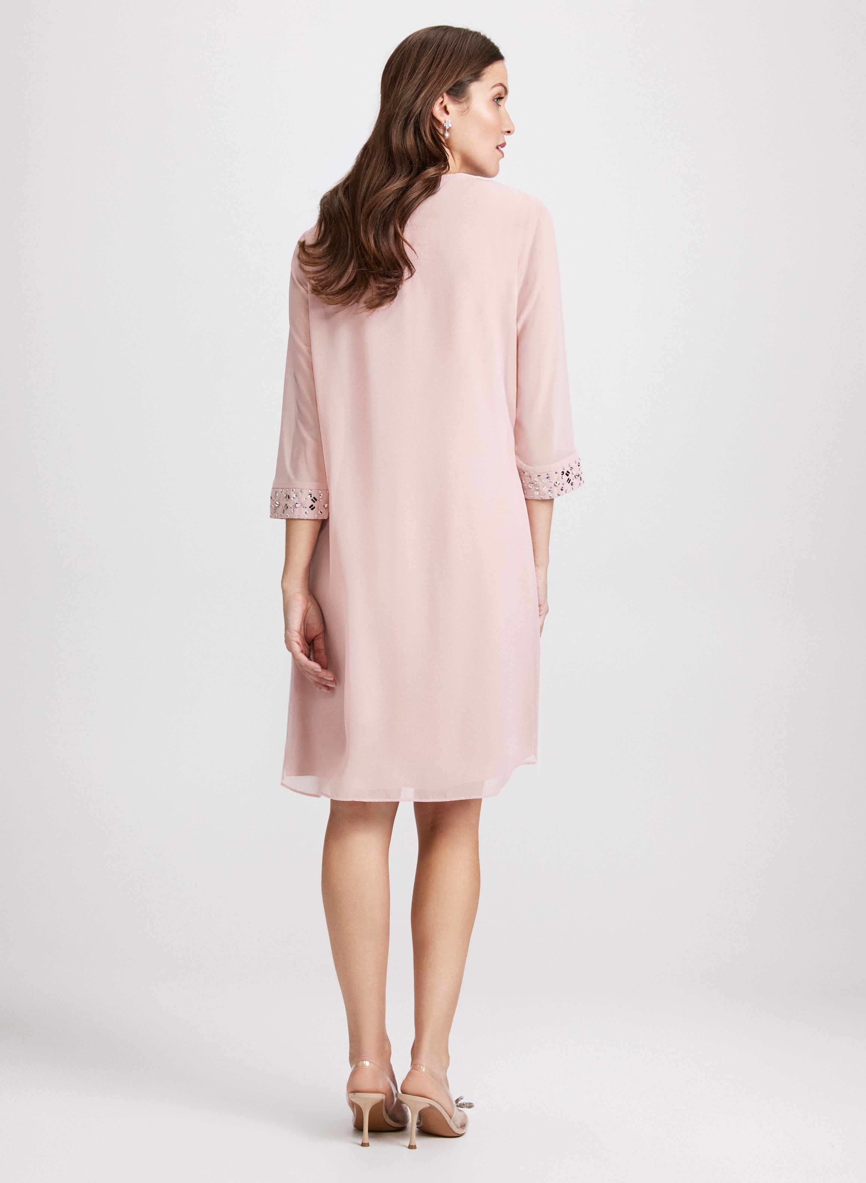 Elegant Chiffon Jacket & Midi Dress Set for Women - Lightweight Summer Cover Up & Flowy Party Outfit - Perfect for Weddings, Beach Vacations and Evening Events