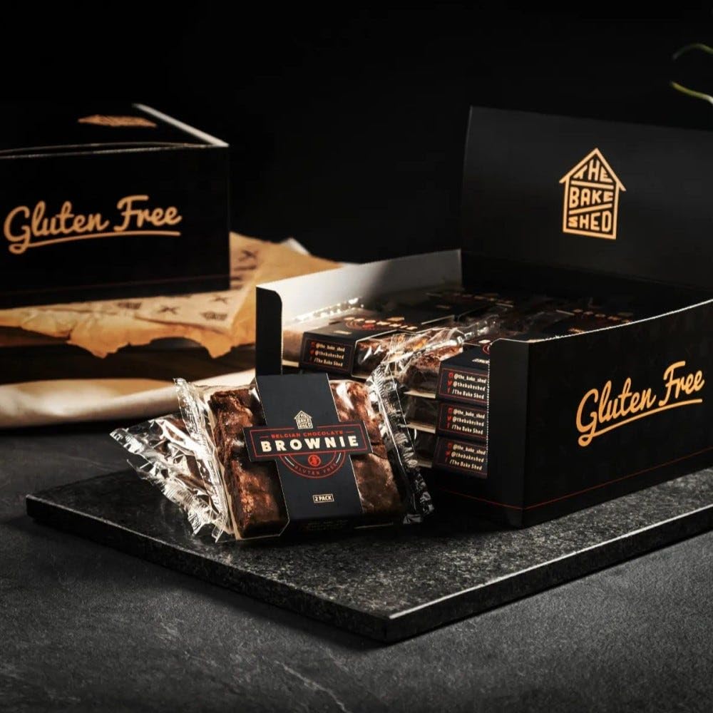 Premium Belgian Chocolate Brownies by The Bake Shed - Case of 32 Individually Wrapped Gourmet Desserts for Parties, Gifts & Office Snacks