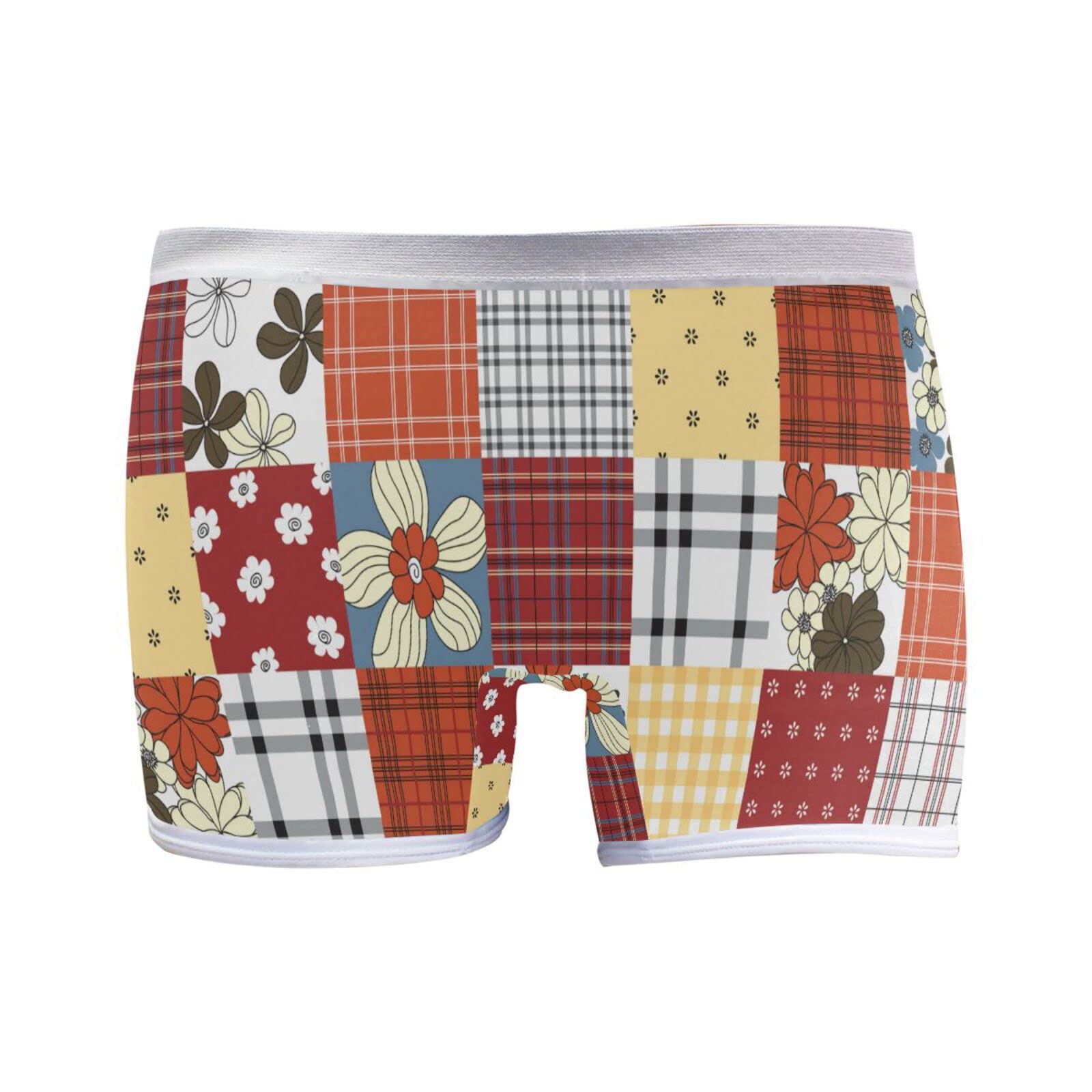 JHKKU Women's Boyshort Panties - Colorful Check Striped Cotton Underwear for Ladies, Comfortable Sleep & Lounge Boxer Briefs | Perfect for Nightwear, Yoga & Relaxation at Home