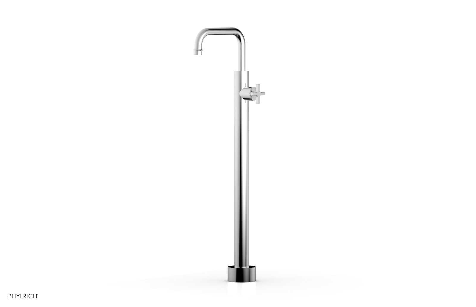 HEX MODERN Tall Floor Mount Tub Filler with Cross Handle - Model 501 54 02 - Perfect for Contemporary Bathroom Designs and Freestanding Bathtubs