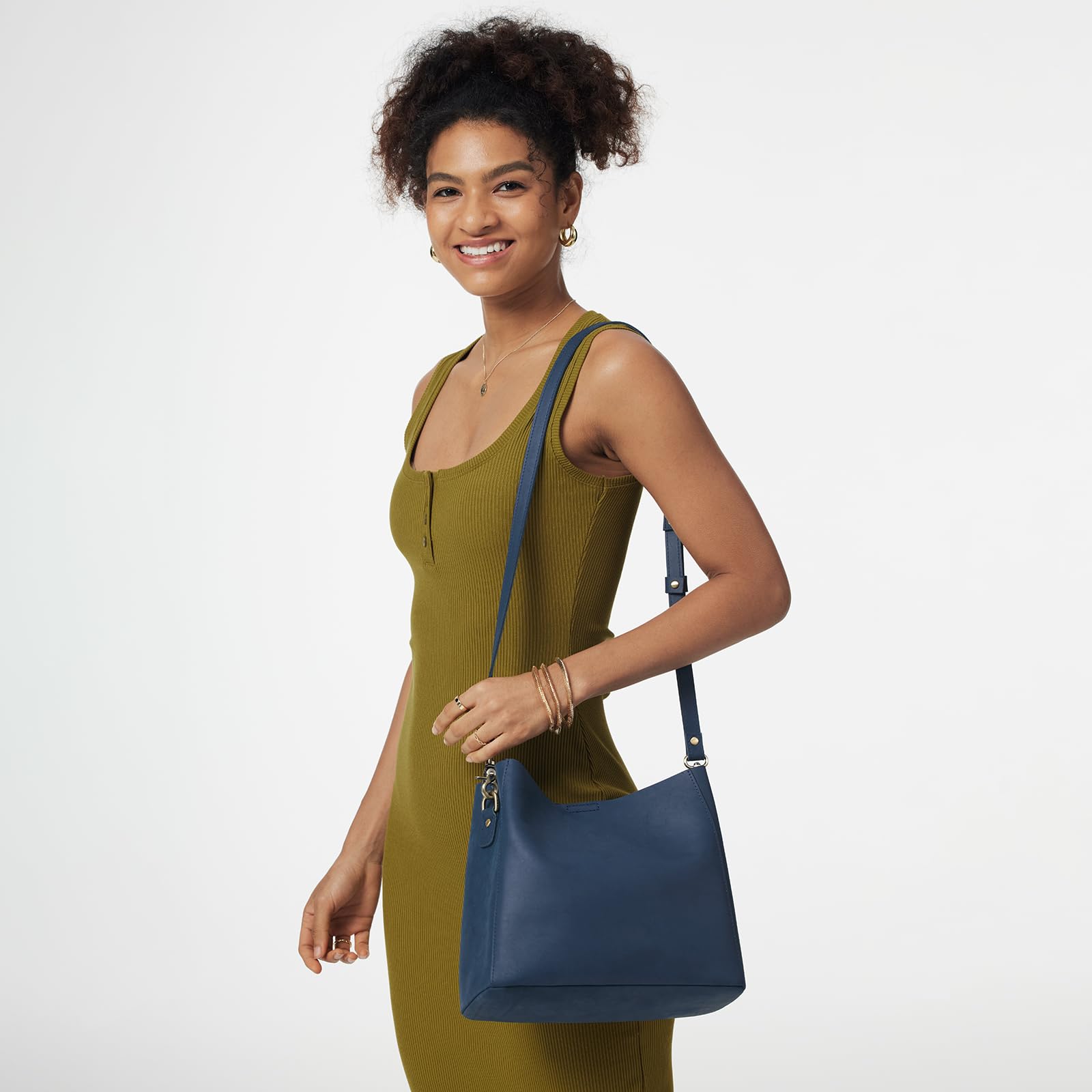 S-ZONE Genuine Full Grain Leather Crossbody Bags for Women - Stylish Shoulder Purse with Butterfly Bucket Design | Perfect for Daily Use, Travel & Fashion Accessories