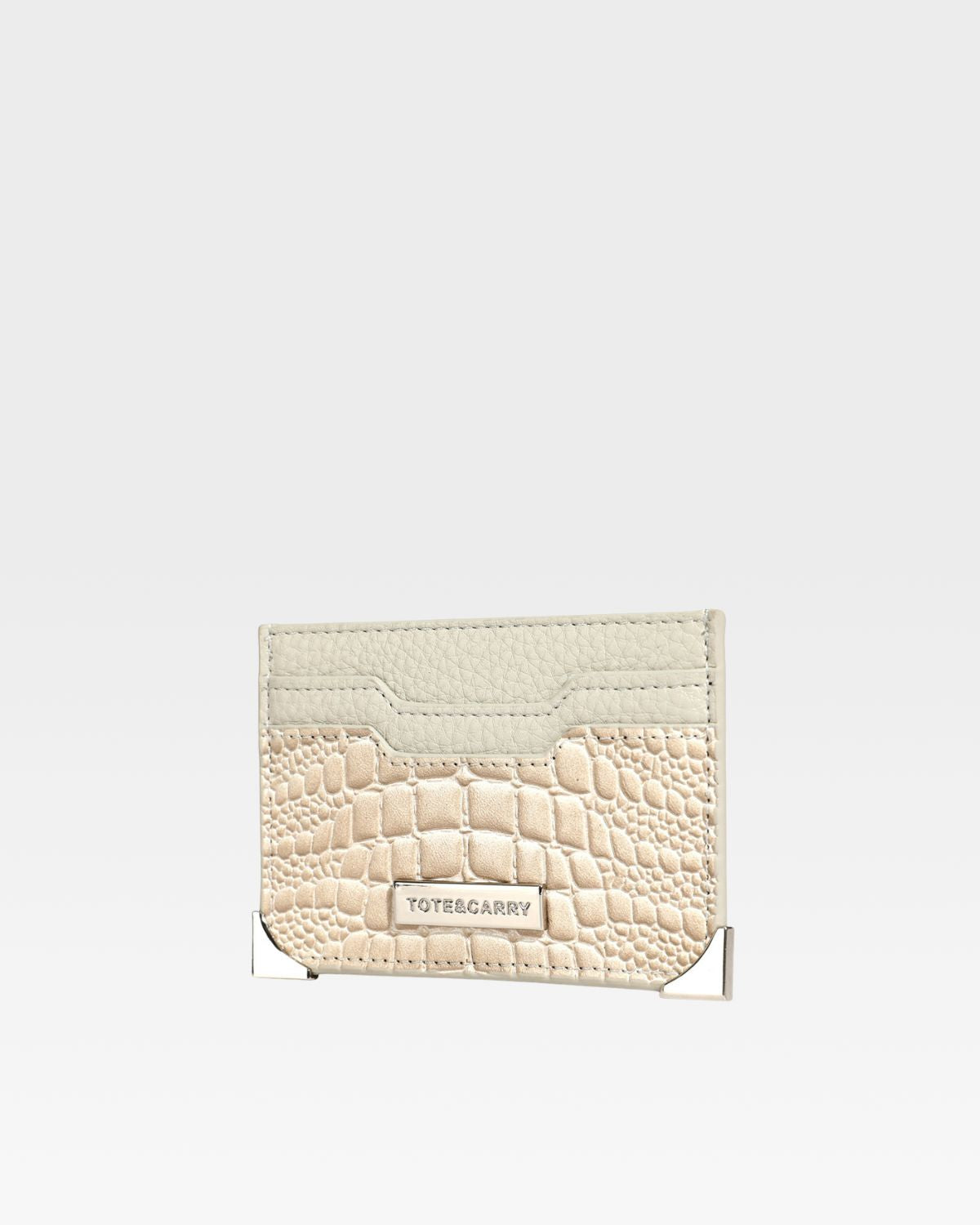 Premium Crocodile Leather Card Holder Wallet in Beige - Slim RFID Blocking Credit Card Case for Men & Women - Perfect for Travel, Business & Everyday Use