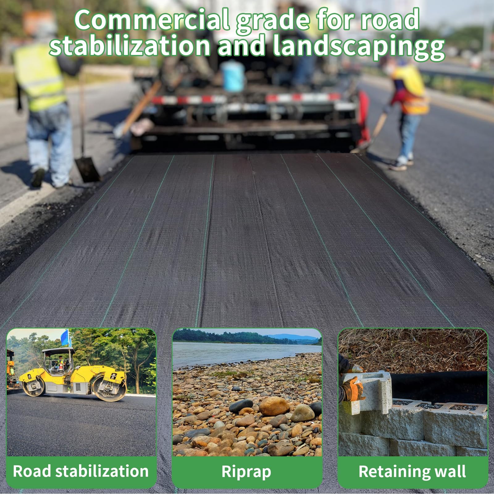 **Mupera Premium 3.8oz Woven PP Weed Barrier Fabric - 6ft x 300ft Black Landscape Ground Cover for Gardening, Driveway & Weed Control | Durable Geotextile Mat for Yards, Flower Beds & Pathways**