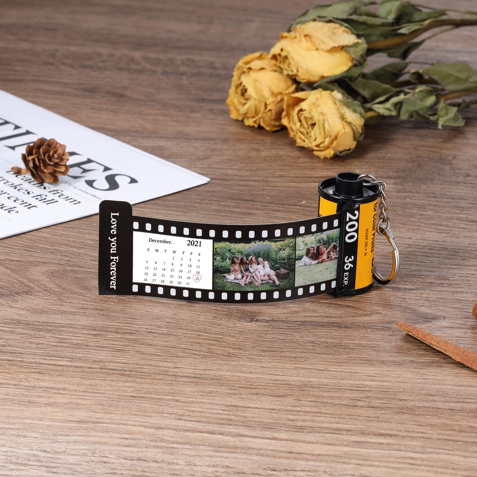 Personalized Camera Film Roll Keychain - Custom Photo Memory Keychain for Travel, Gifts & Keepsakes | Unique Wedding, Anniversary & Graduation Souvenirs