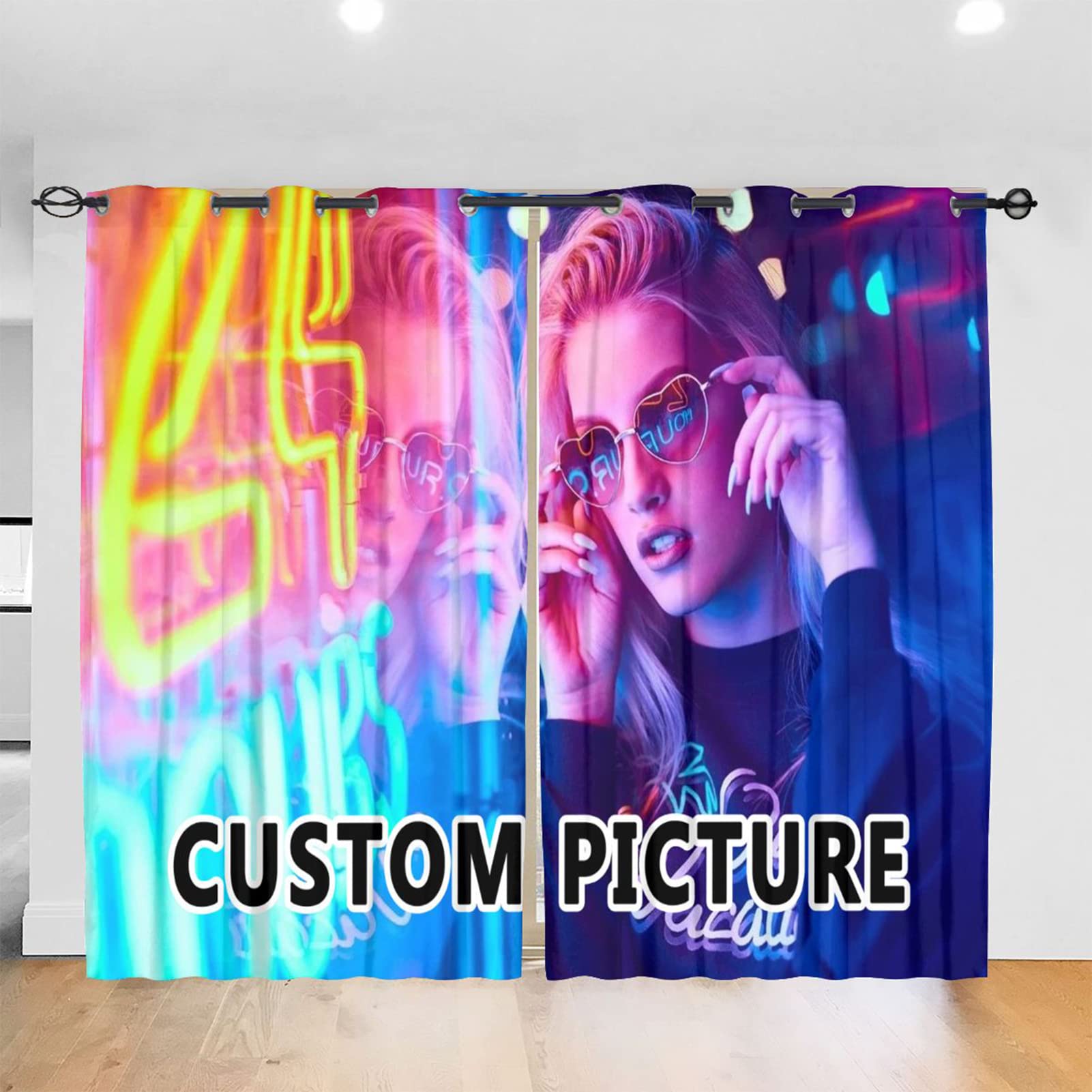 Custom Blackout Curtains for Bedroom - Personalized Photo & Text Thermal Insulated Window Drapes (2 Panels) | Home Decor, Nursery & Living Room Window Treatment for Better Sleep & Energy Efficiency