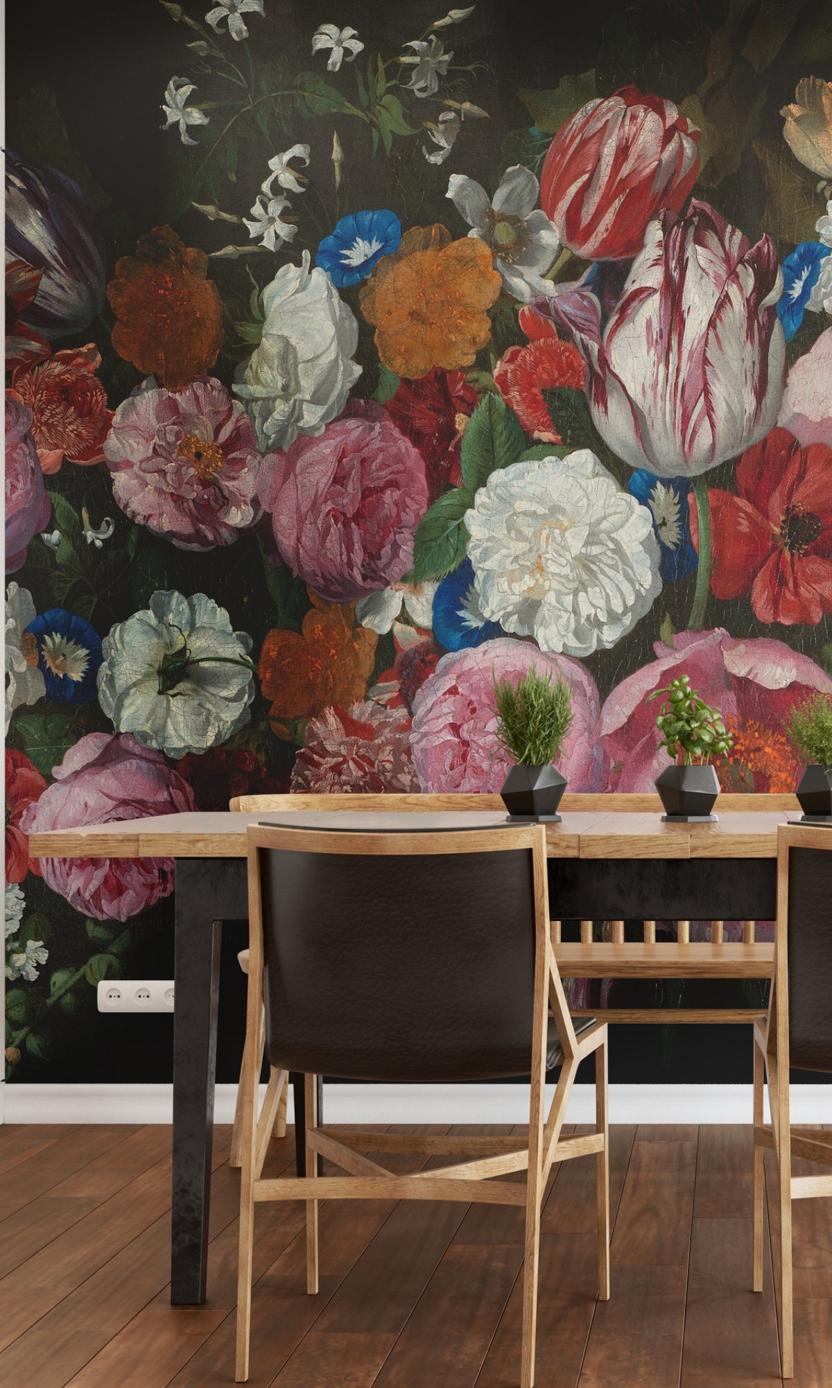 Black Bold Wild Roses Floral Wallpaper RM2078 - Elegant Peel and Stick Wallpaper for Bedroom, Living Room, Home Decor