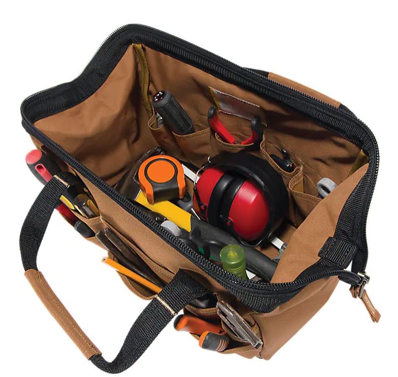 25-Pocket Heavy Duty Tool Bag with Reinforced Straps - Durable 14-Inch Organizer for Electricians, Plumbers & DIY Enthusiasts - Perfect for Construction Sites, Home Repairs & Workshop Organization