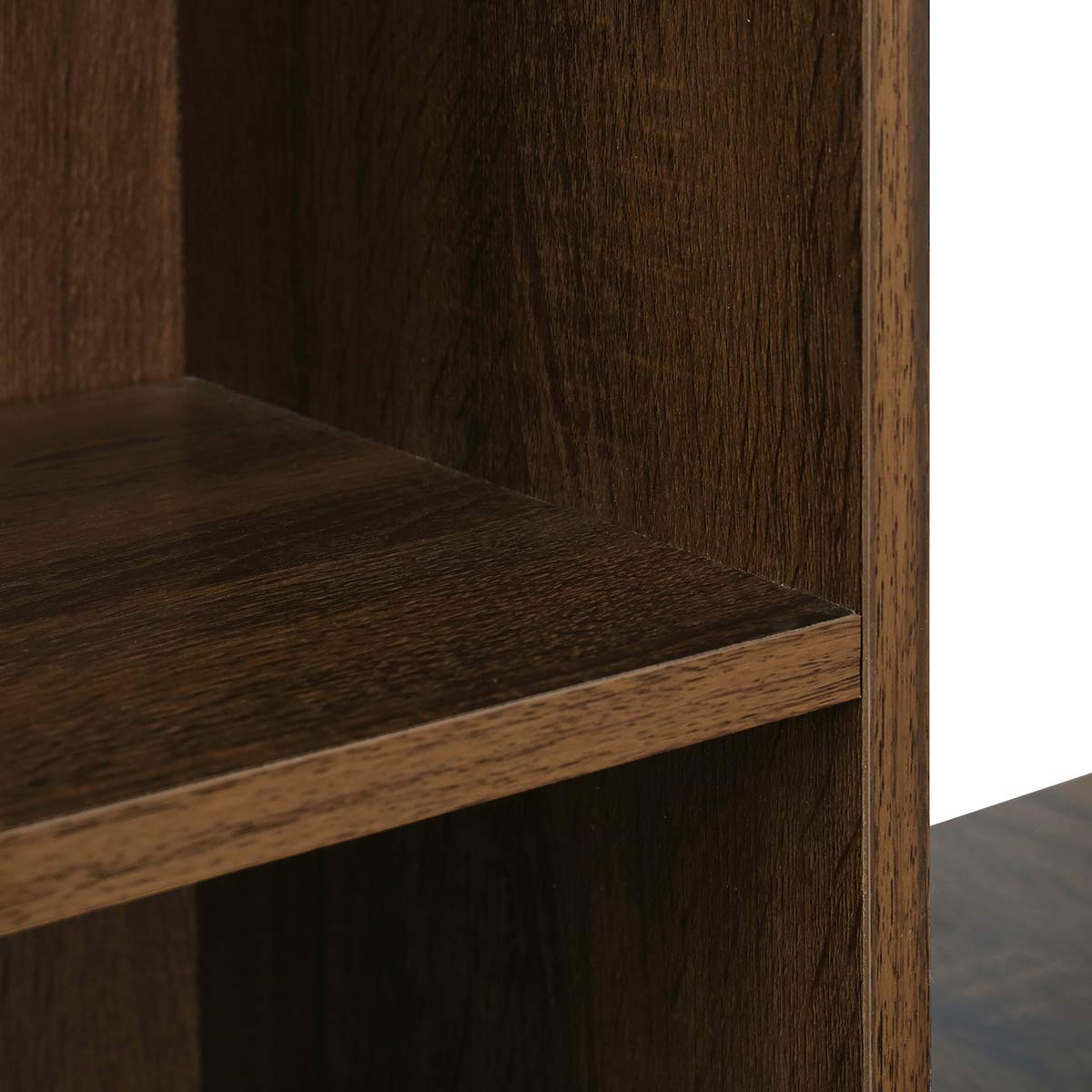 L-Shaped Computer Desk with 6-Tier Storage Shelves - Multifunctional Wooden Writing Table for Home Office, Study & Gaming - Walnut Finish Workspace Solution for Small Spaces & Remote Work