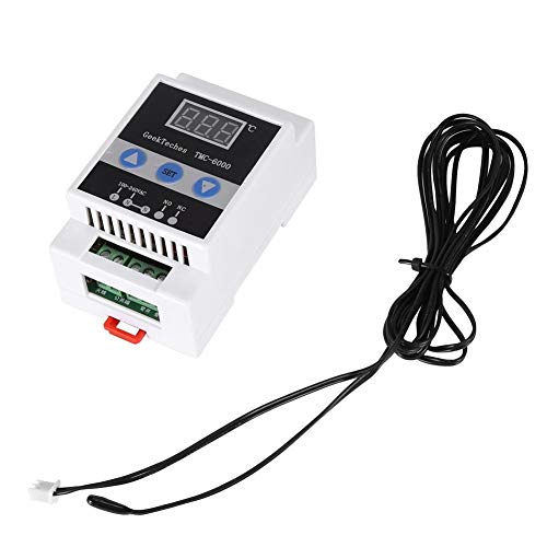 TMC-6000 Digital Temperature Controller Thermostat - 100-240V AC, LED Display with Air Sensor for Home Brewing, Greenhouse & HVAC Systems