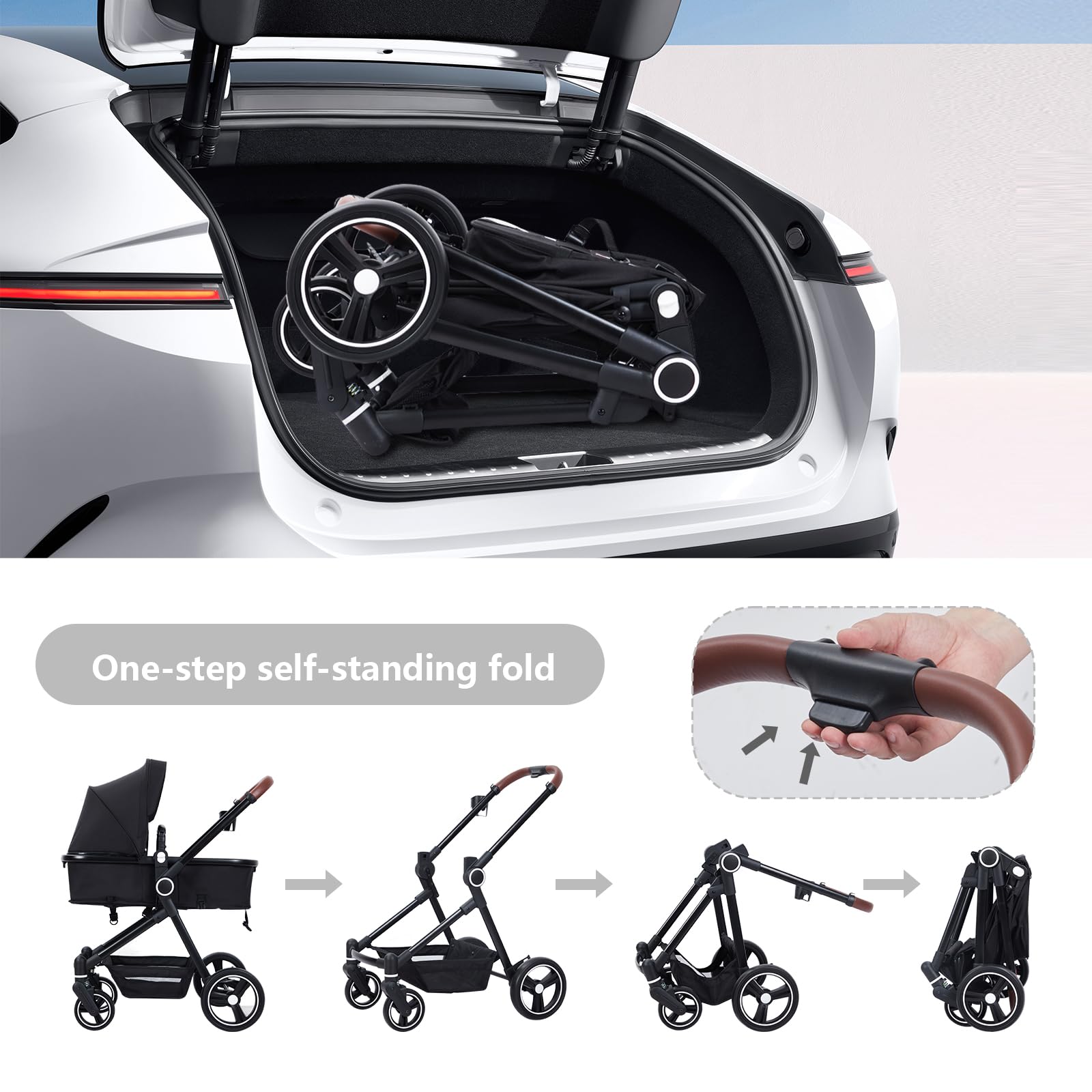2 in 1 Convertible Baby Stroller for Newborn to Toddler (1-3 Years) - Lightweight Travel Stroller with Removable Seat, Shock Absorption, Cup Holder & Large Storage Basket | Perfect for Shopping, Travel & Daily Walks