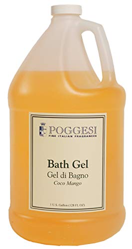 Poggesi Coco Mango Bath & Shower Gel - 1 Gallon Refill Size | Moisturizing Body Wash with Tropical Coconut & Mango Scent | Perfect for Spa Days, Gift Sets & Bulk Refills