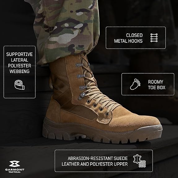 GARMONT T8 Bifida Tactical Military Boots for Men & Women - AR670-1 Compliant Combat Shoes, Suede Leather Multi-Terrain Footwear in Coyote (Size 13) - Ideal for Army, Air Force, Hiking & Outdoor Adventures