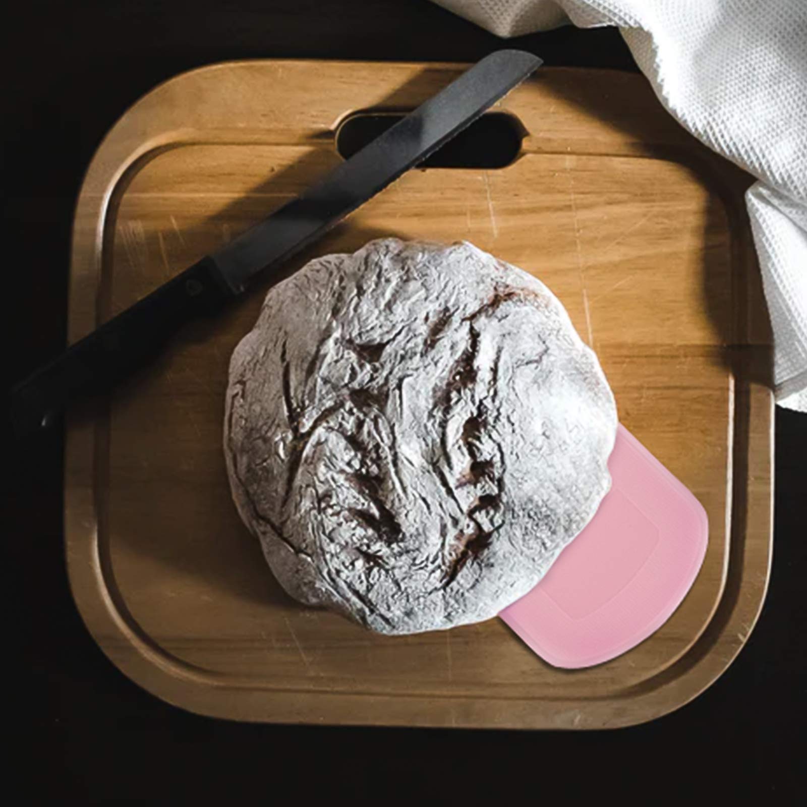 LUTER 2-Piece Plastic Dough Scraper Set - 12 x 9.5 cm Pastry Horn for Baking, Cooking, Pancakes & Pie Making (Pink & White) - Perfect for Home Bakers & Professional Chefs