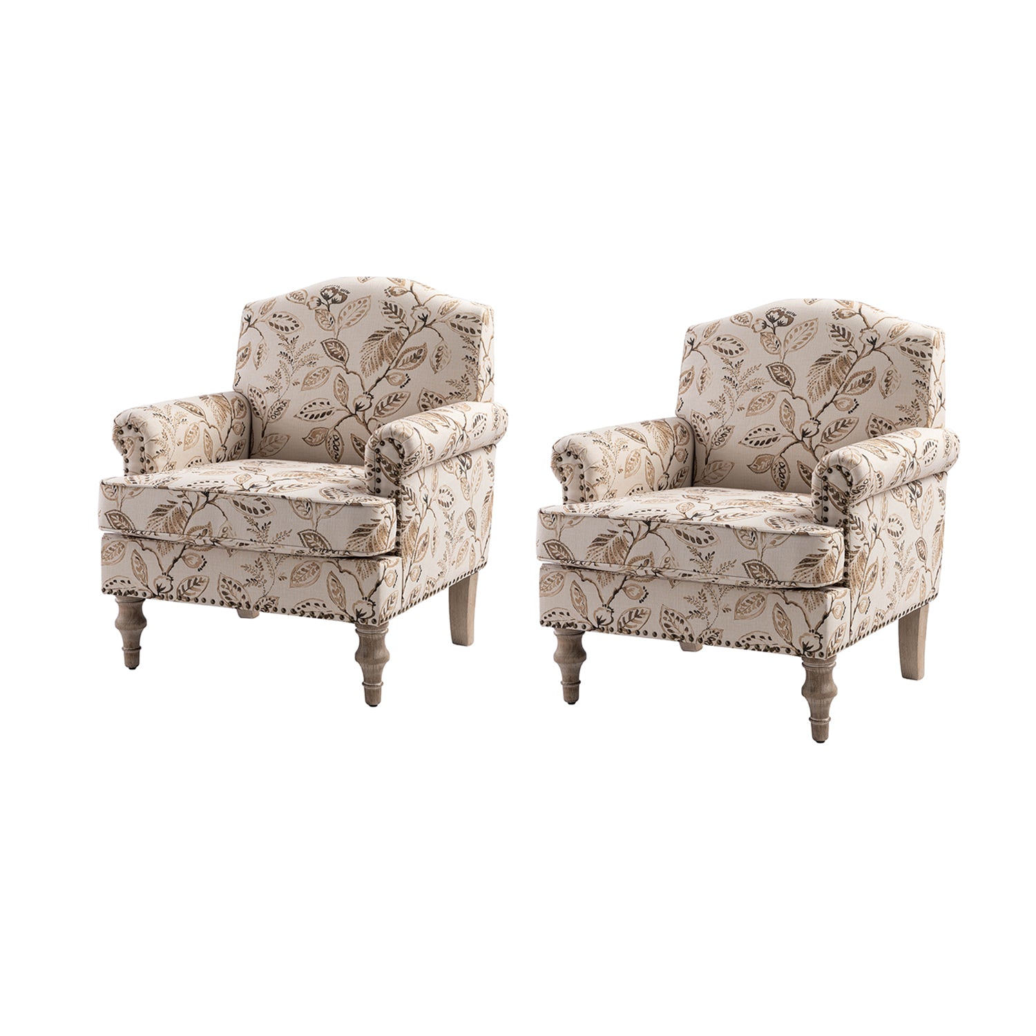 Raphael Farmhouse Armchair with Wooden Legs - Sturdy Frame Accent Chair for Living Room, Bedroom & Office (Multiple Styles Available)