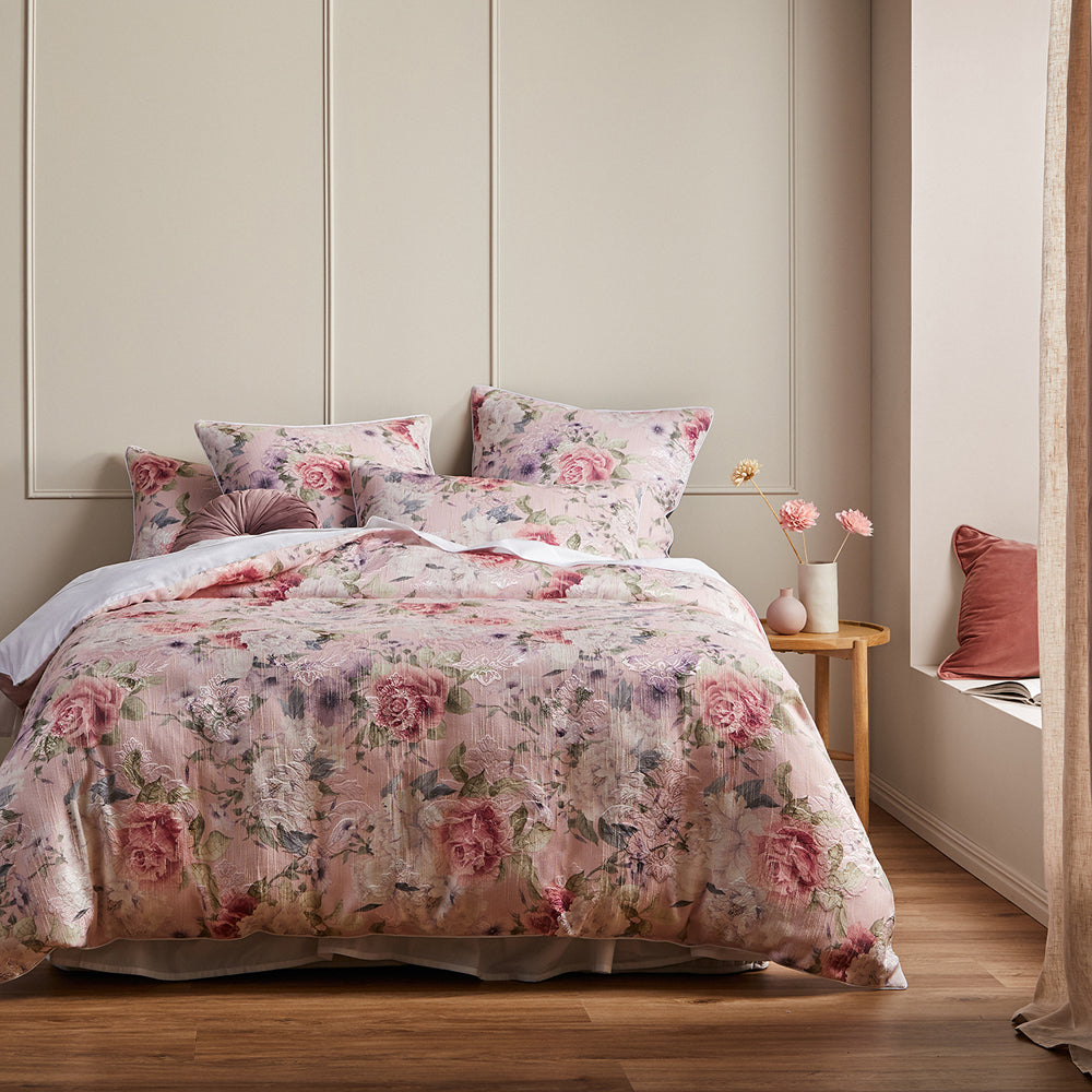 Alana Peach Quilt Cover Set - Super King Size Bedding | Soft & Breathable Cotton Duvet Cover for Luxurious Bedroom Decor